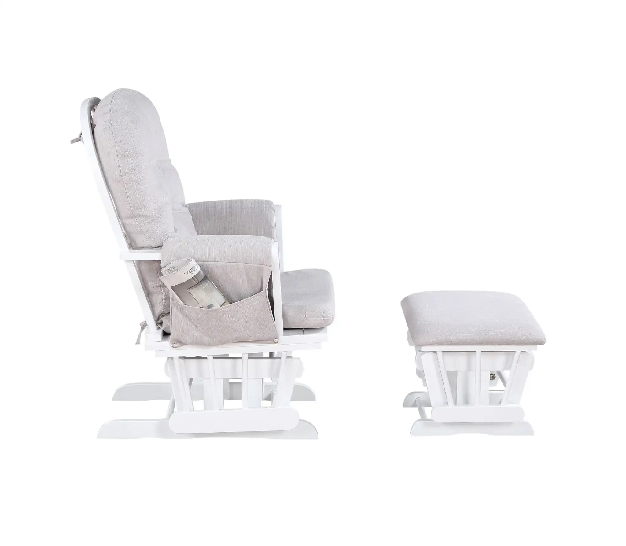 Mason - Glider And Ottoman White Wood - Best Buy Furniture