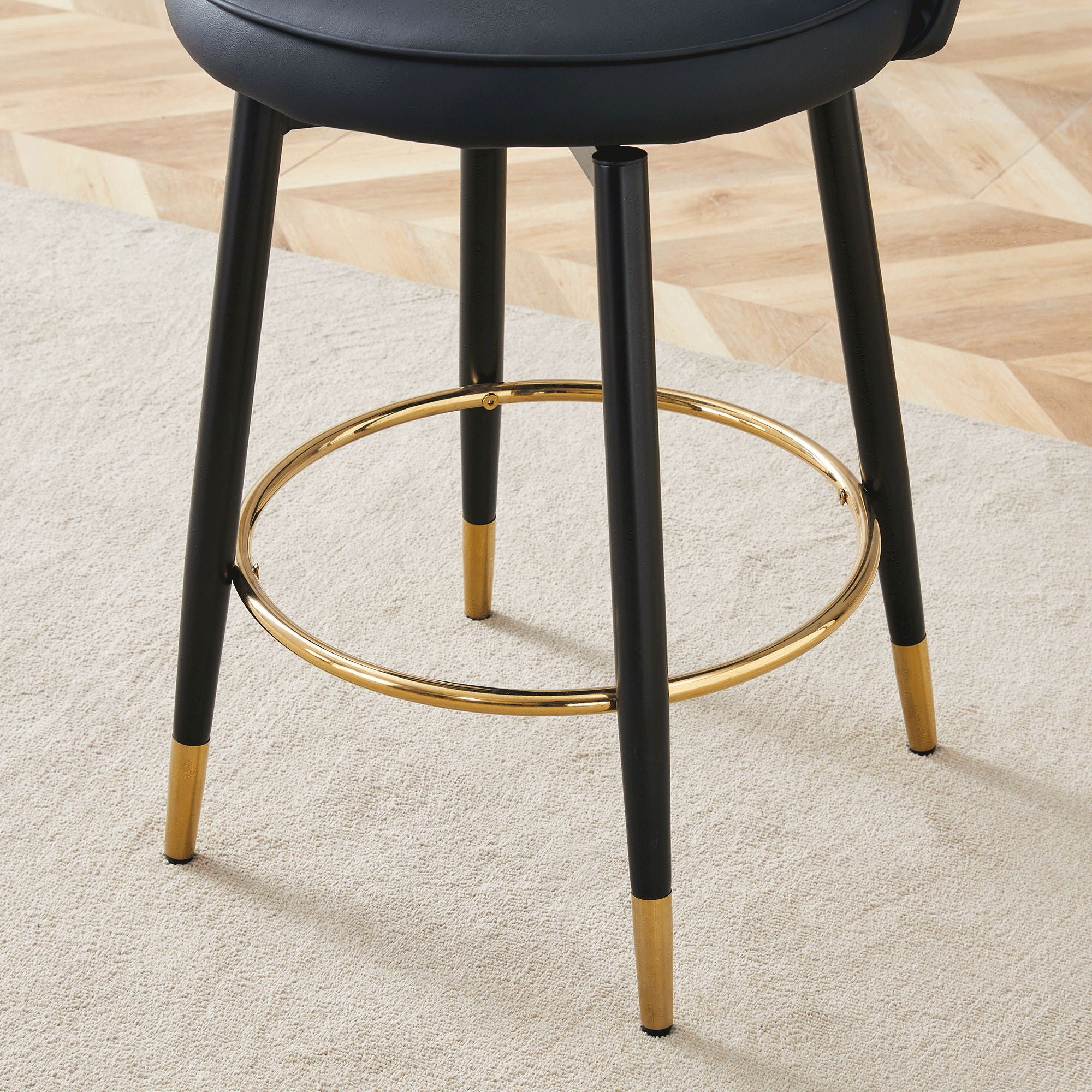 Modern Upholstered 360° Rotatable Bar Chair With Metal Legs For Dining Room (Set of 2) - Best Buy Furniture