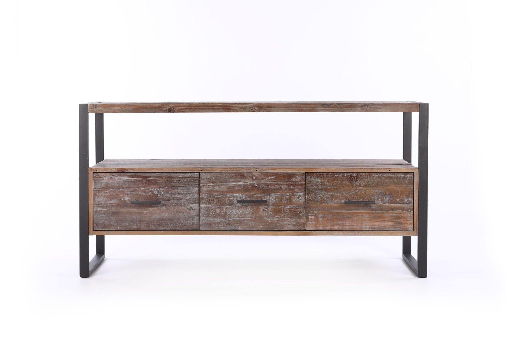Reclaimed Wood Media TV Console Table With 3 Drarwer, Open Shelf - Antique Gray - Best Buy Furniture