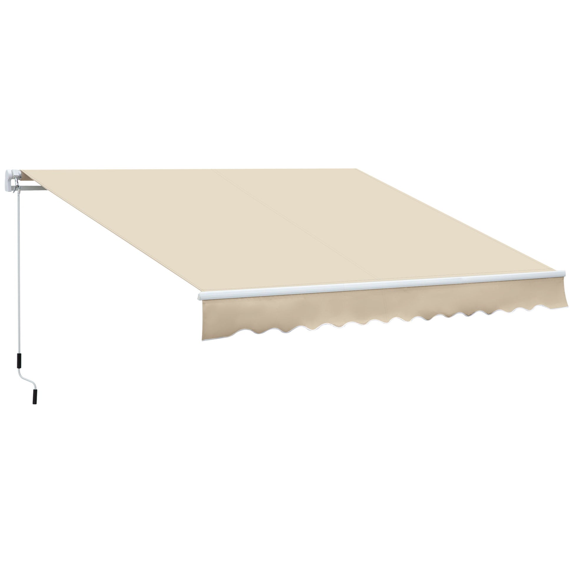 Outsunny - 12' x 8' Retractable Awning Patio Awnings Sun Shade Shelter With Manual Crank Handle, 280G / M² Uv & Water-Resistant Fabric And Aluminum Frame For Deck, Balcony, Yard - Cream White - Best Buy Furniture