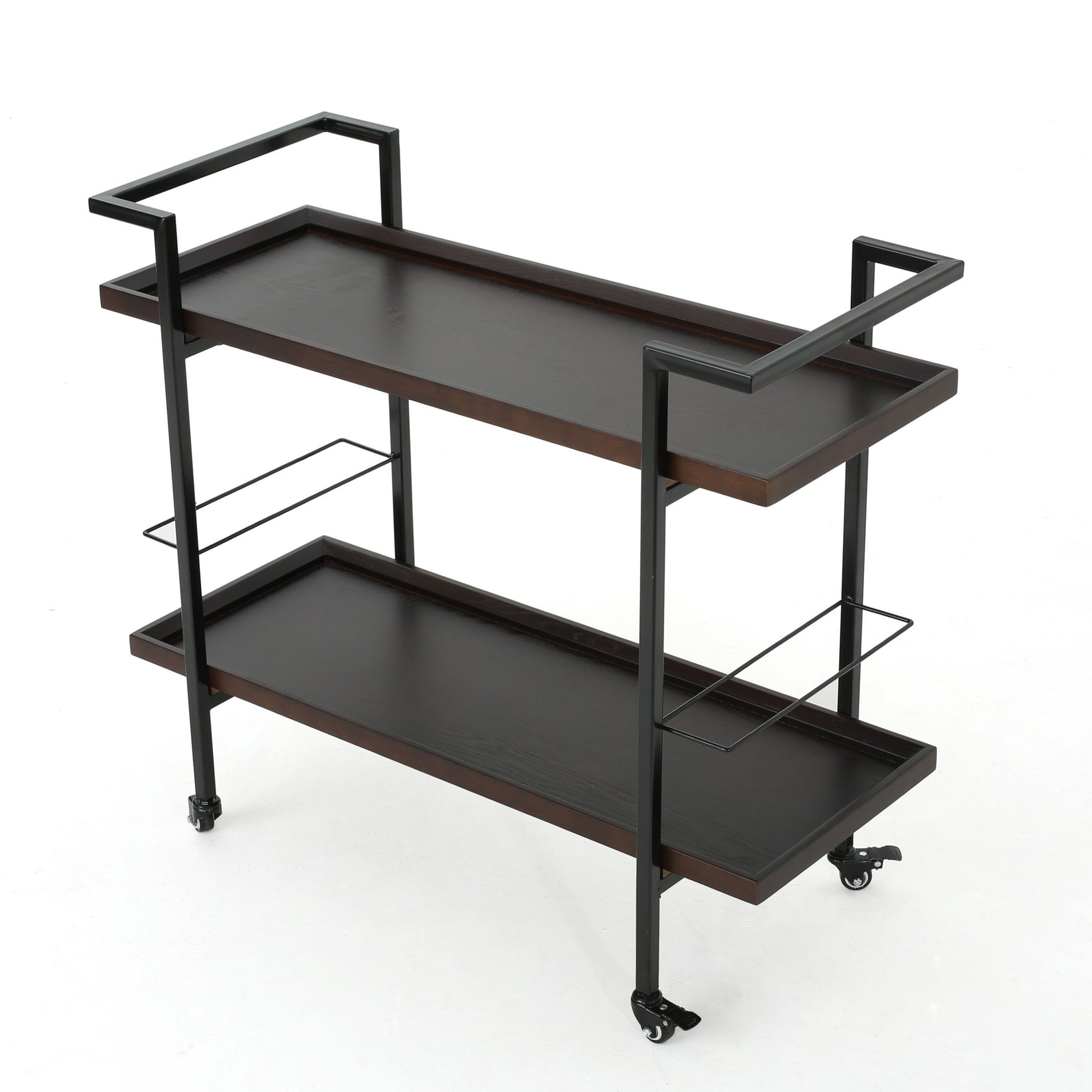 Modern Industrial Bar Cart With Shelving And Casters - Best Buy Furniture