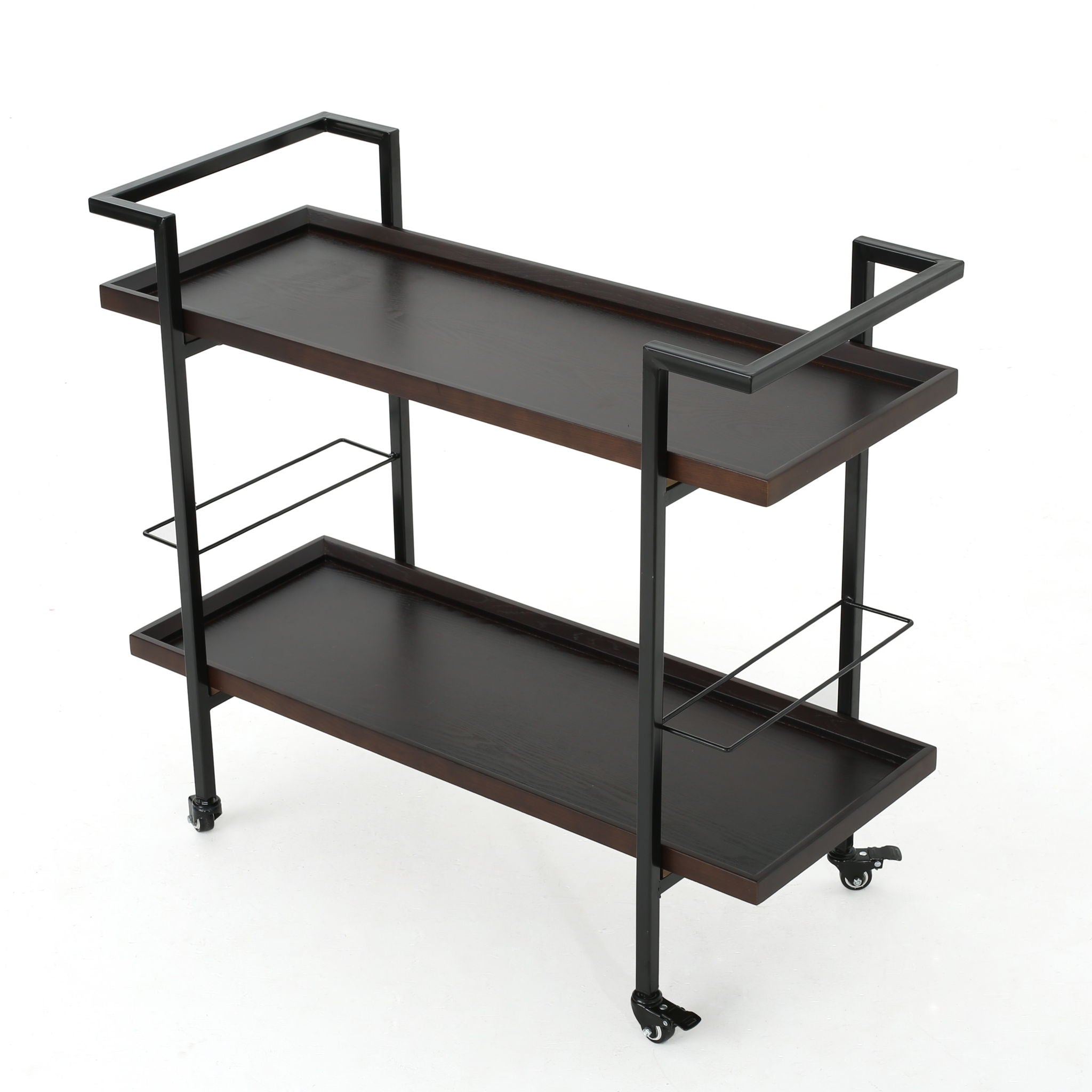 Modern Industrial Bar Cart With Shelving And Casters - Best Buy Furniture