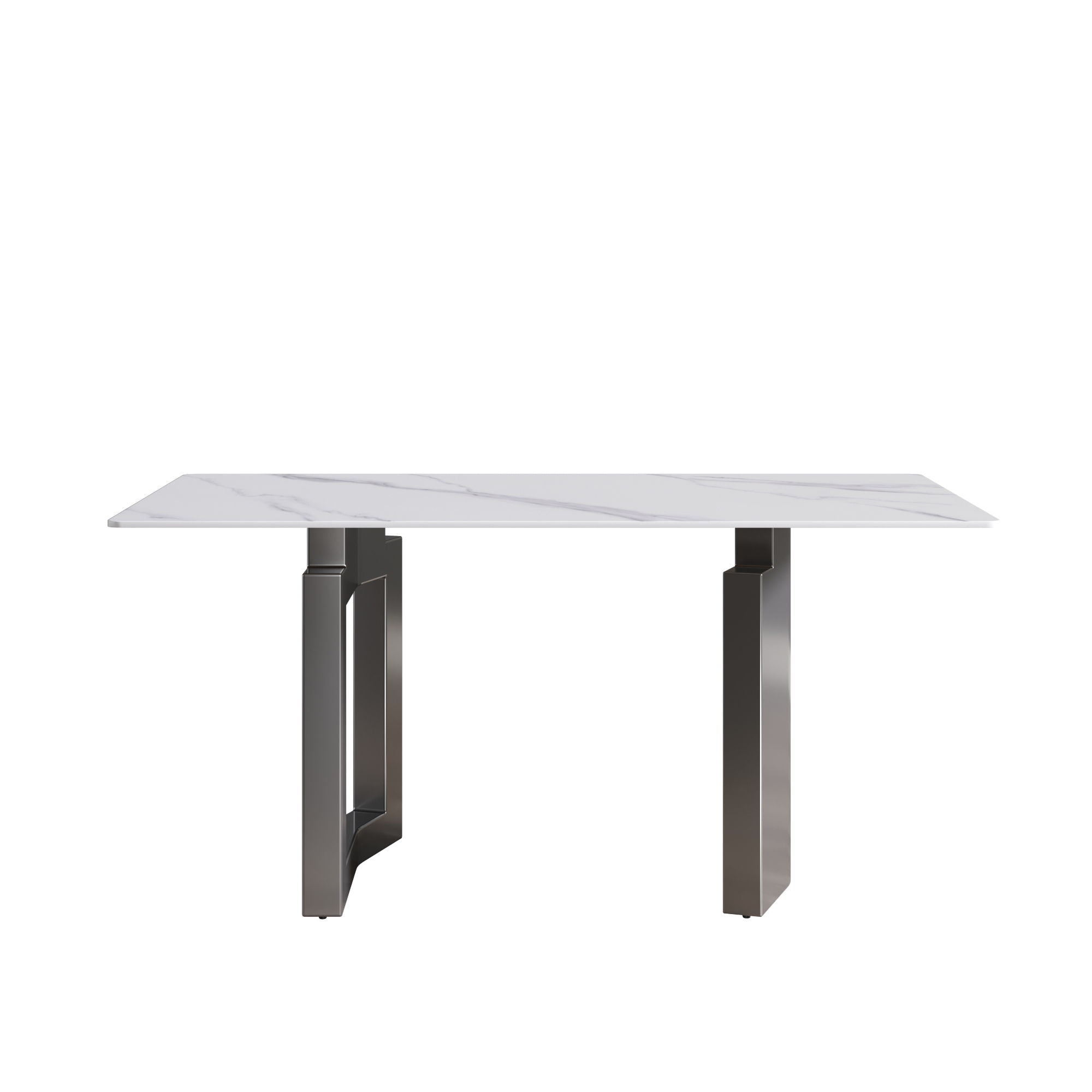 Modern Artificial Stone White Straight Edge Metal Leg Dining Table - Best Buy Furniture