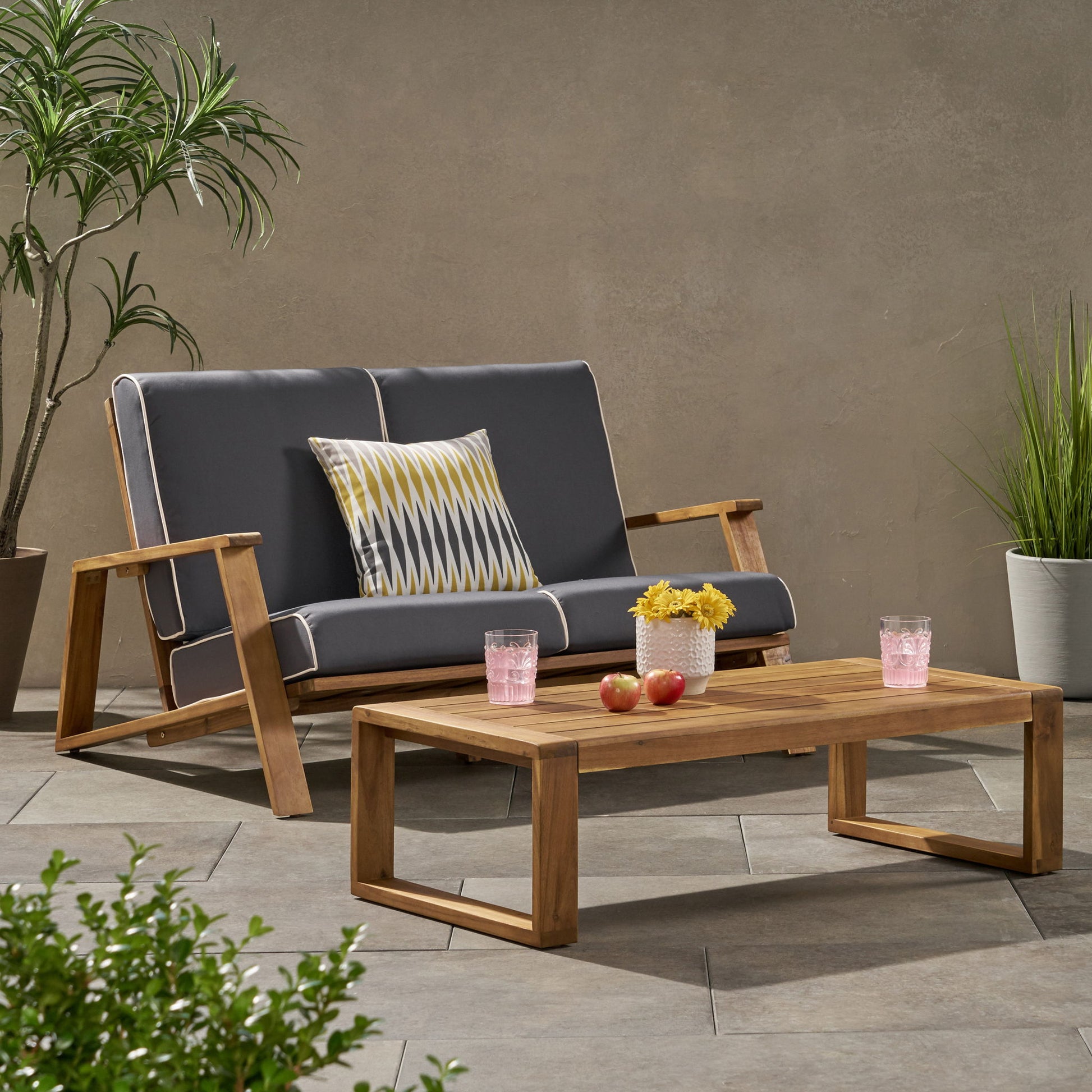 Paloma - Contemporary Loveseat And Coffee Table Set With Weather Resistant Cushions - Best Buy Furniture