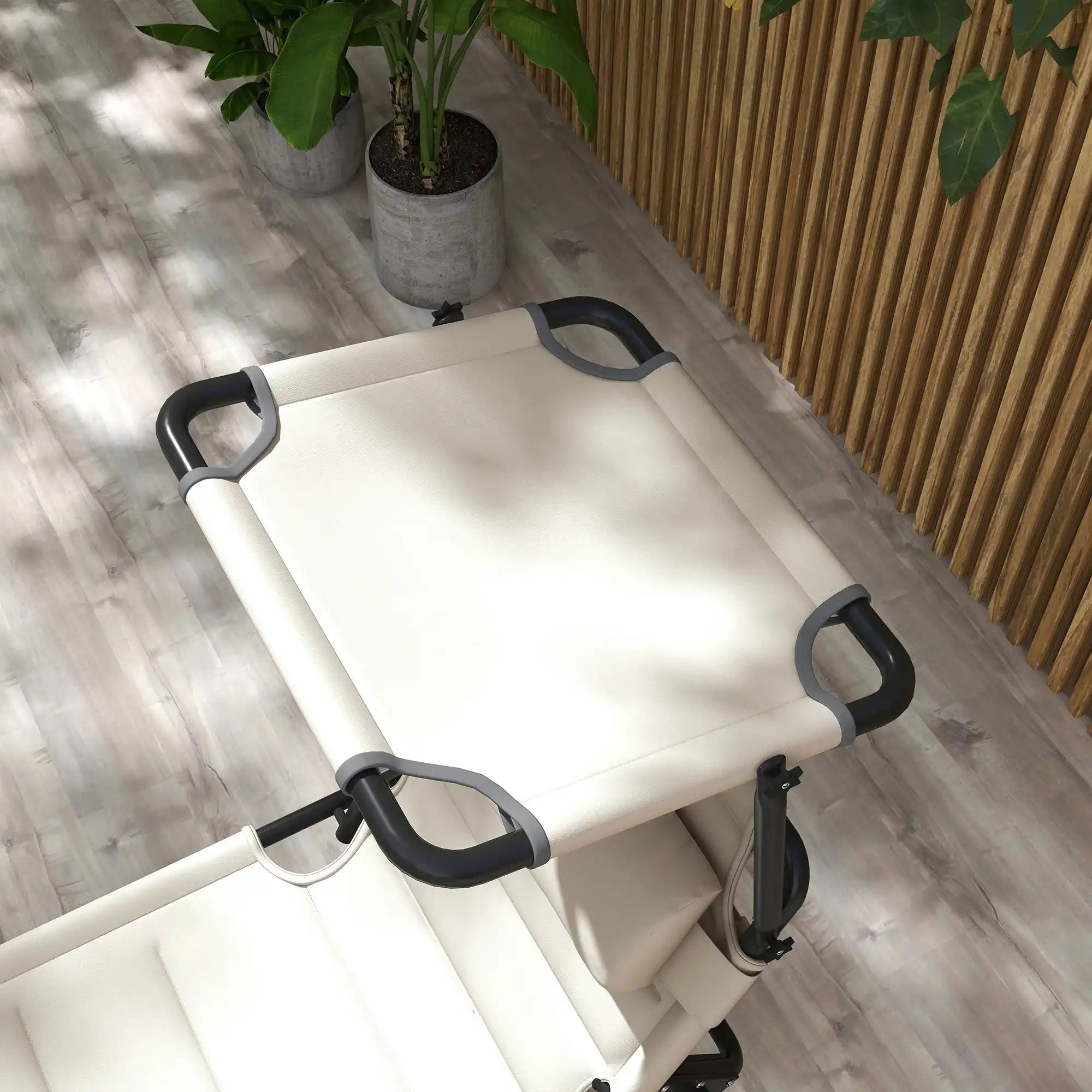 Adjustable Outdoor Lounge Chair, Cream White, with Sunshade & Pillow - Best Buy Furniture
