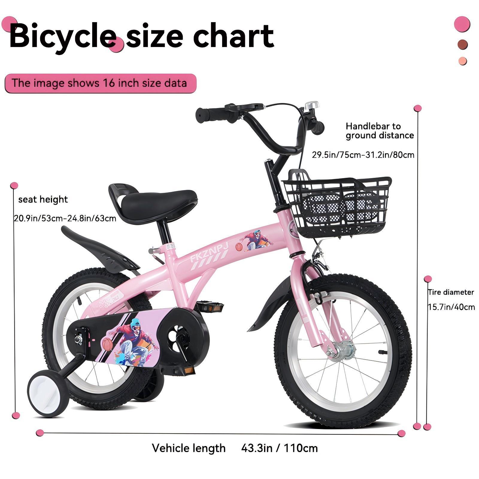 Fkznpj - 16" Sporty Kids Bike With Training Wheels And Stand Adjustable Saddle Suitable For Boys And Girls Aged 4 - 8 Years Tall Height 41 - 46" Available In A Variety Of Colors - Best Buy Furniture