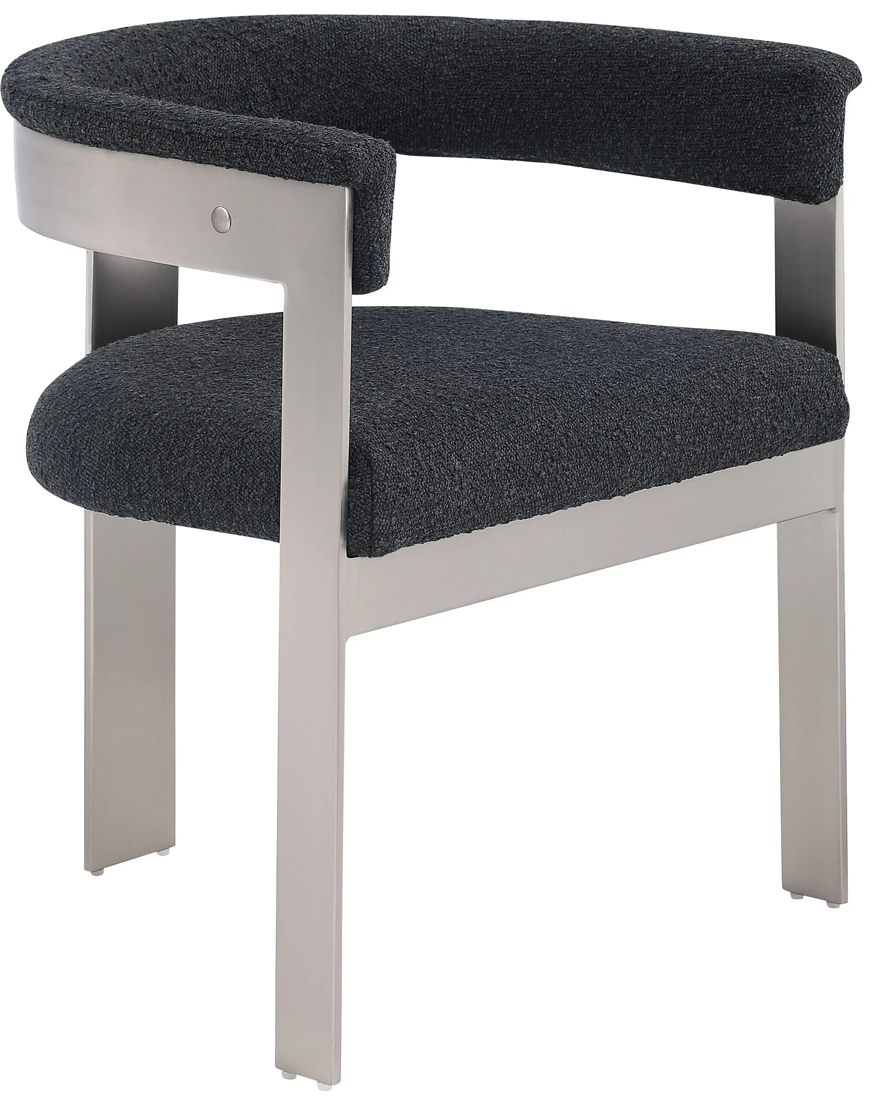 Romeo - Boucle Dining Chair With Silver Base (Set of 2) - Best Buy Furniture