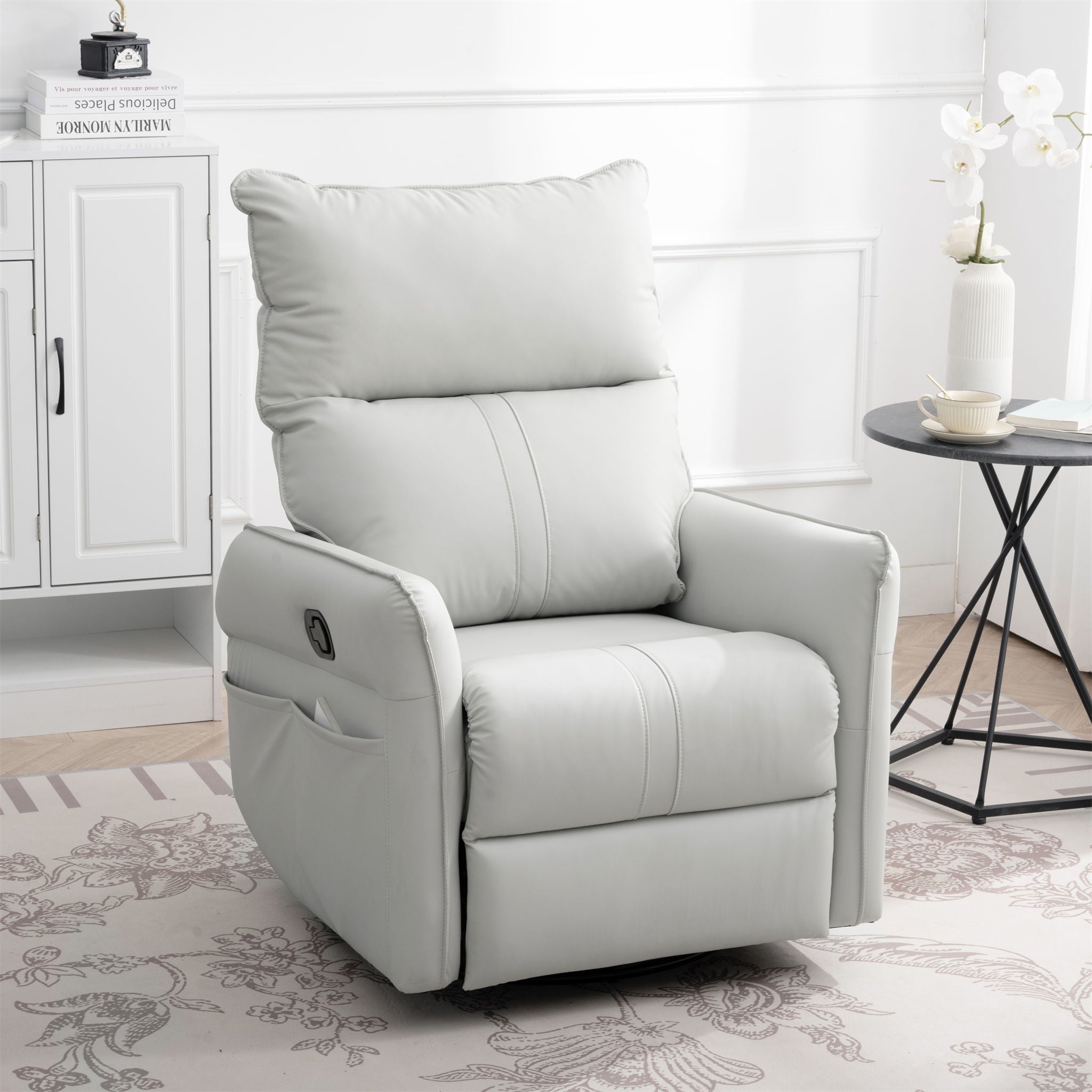 360° Modern Small Rocking Swivel Recliner Chair With Side Pocket - Best Buy Furniture