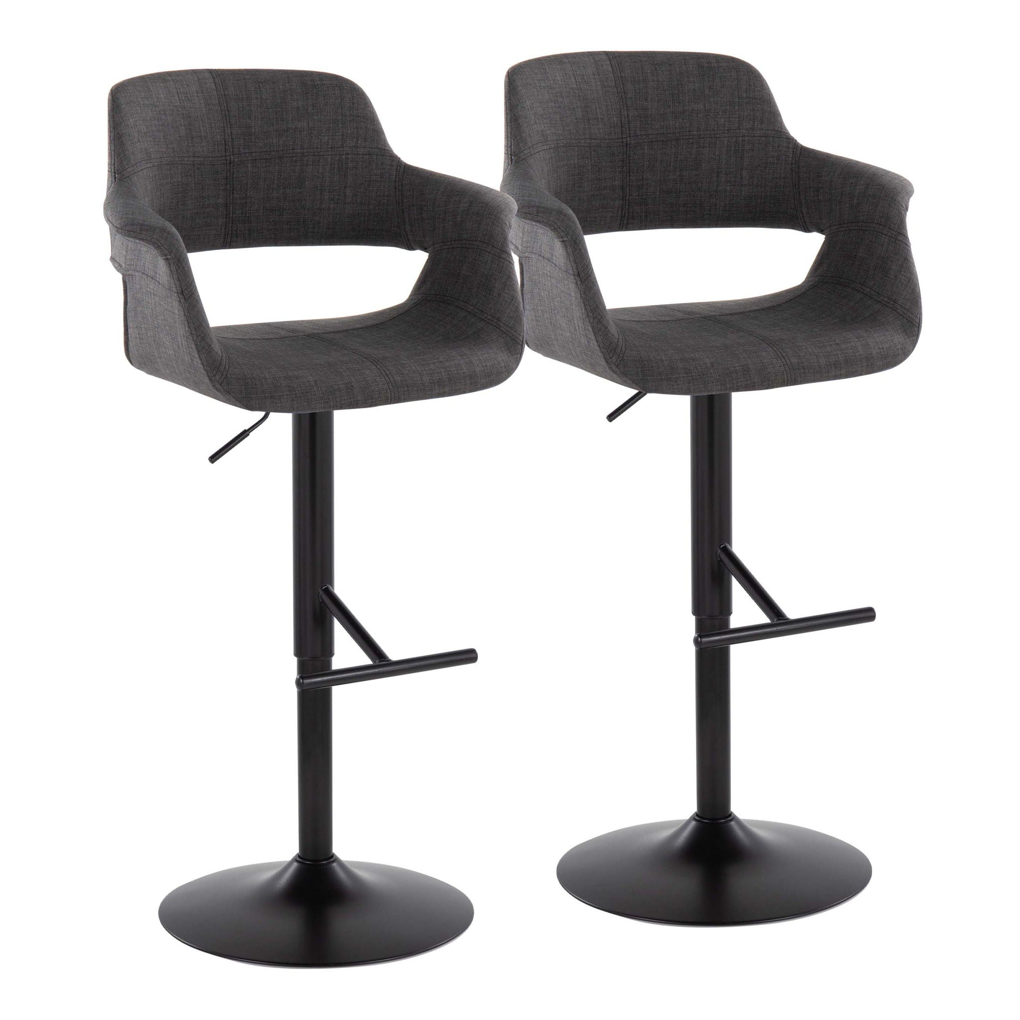 Vintage Flair - Mid Century Modern Adjustable Barstool With Straight T Footrest (Set of 2) - Best Buy Furniture