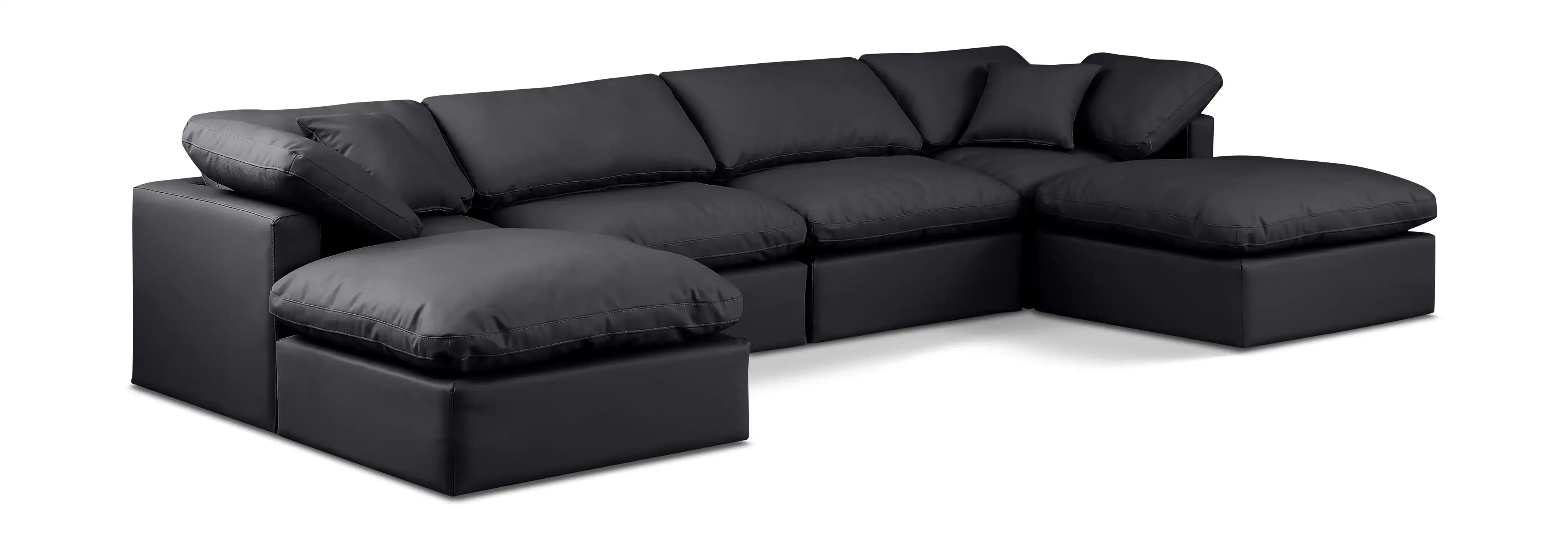Indulge - Faux Leather 6 Piece Modular Double Chaise Sectional - Best Buy Furniture