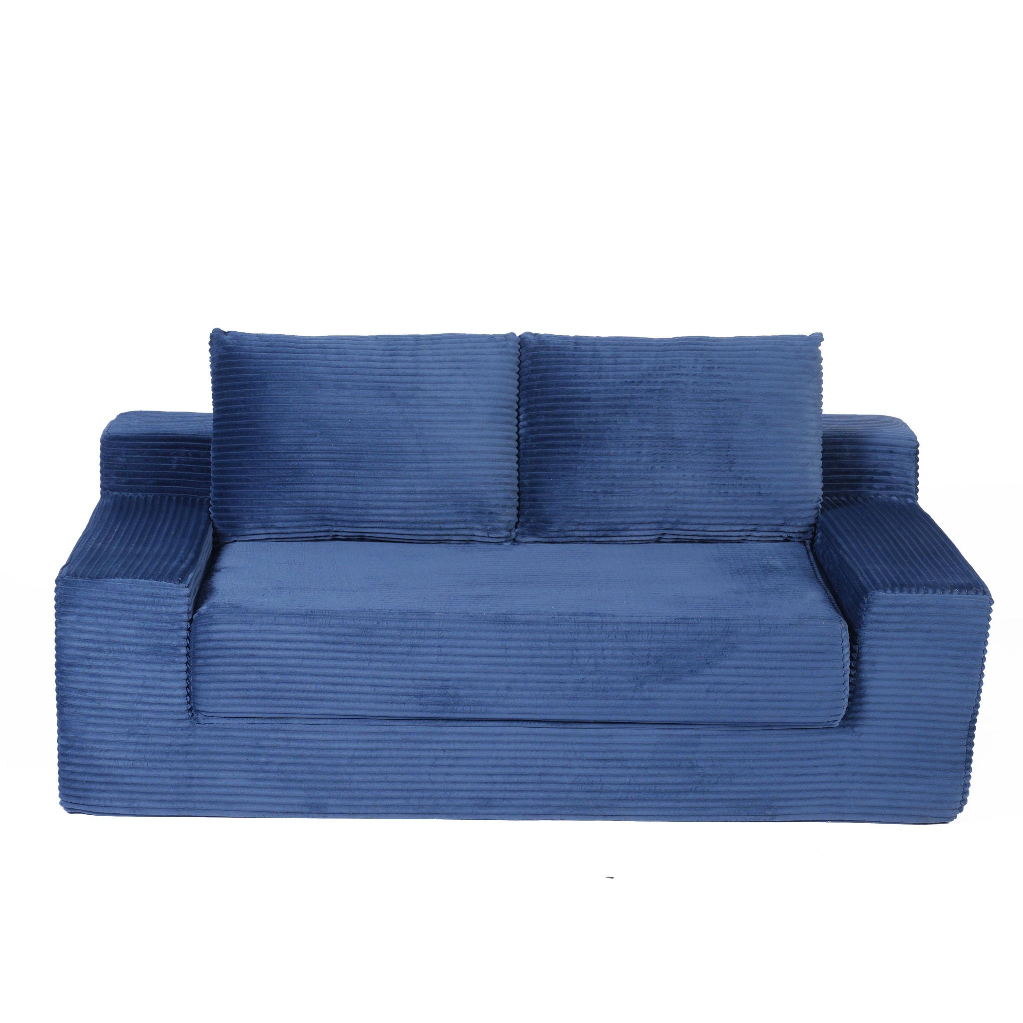 Loveseat Sofa, Comfortable Deep Seat Sofa Bed, Modern Small Corduroy Couch For Living Room Bedroom,Reversible Cushion With Pillows,No Assembly Required, Dark Blue - Best Buy Furniture