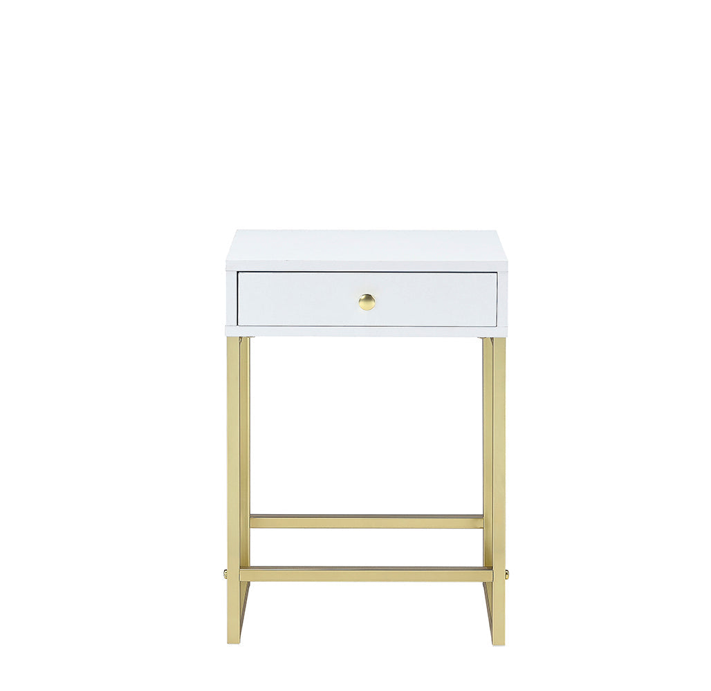 Coleen White & Brass Finish Accent Table - Best Buy Furniture