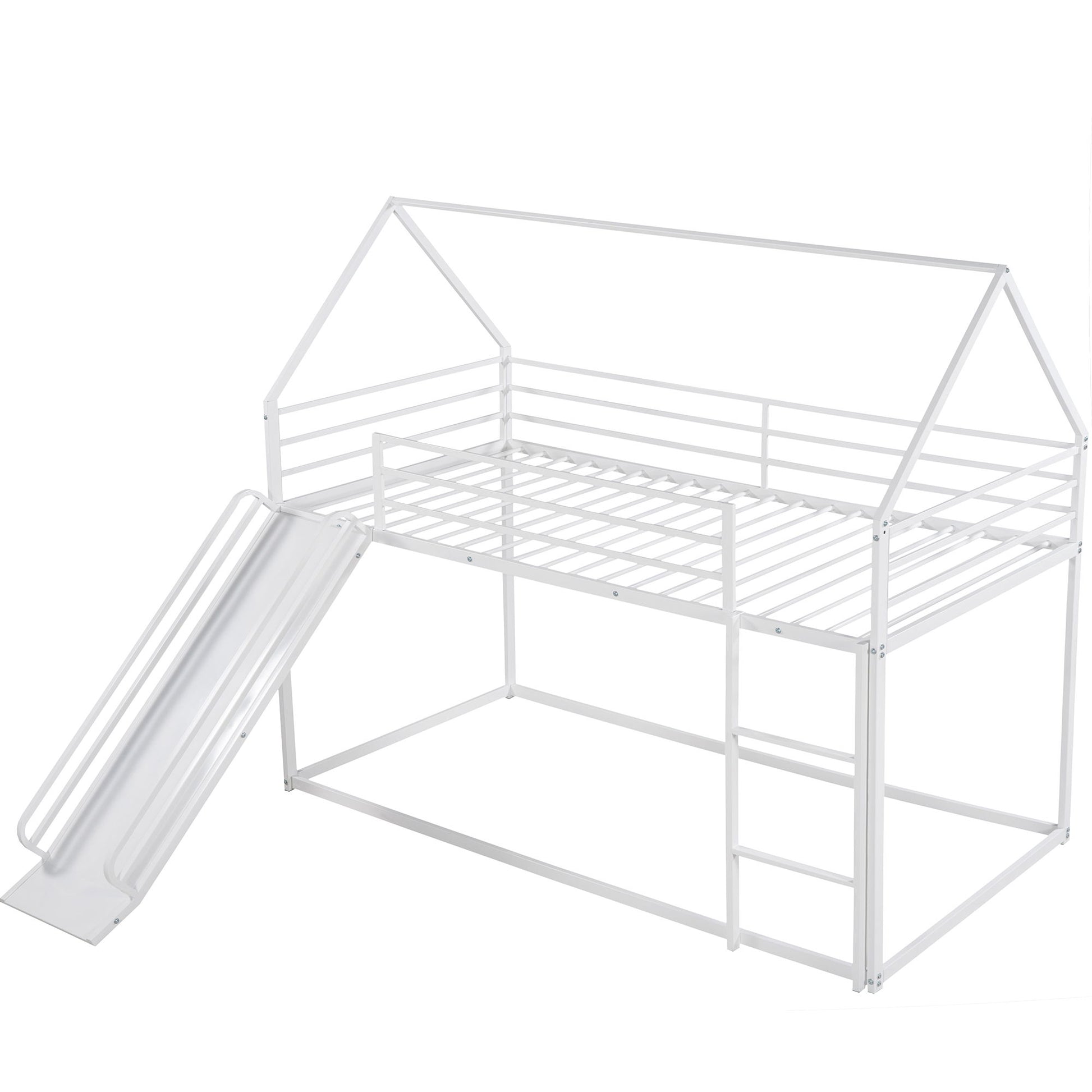 Twin Over Twin House Bunk Bed With Ladder And Slide - Best Buy Furniture