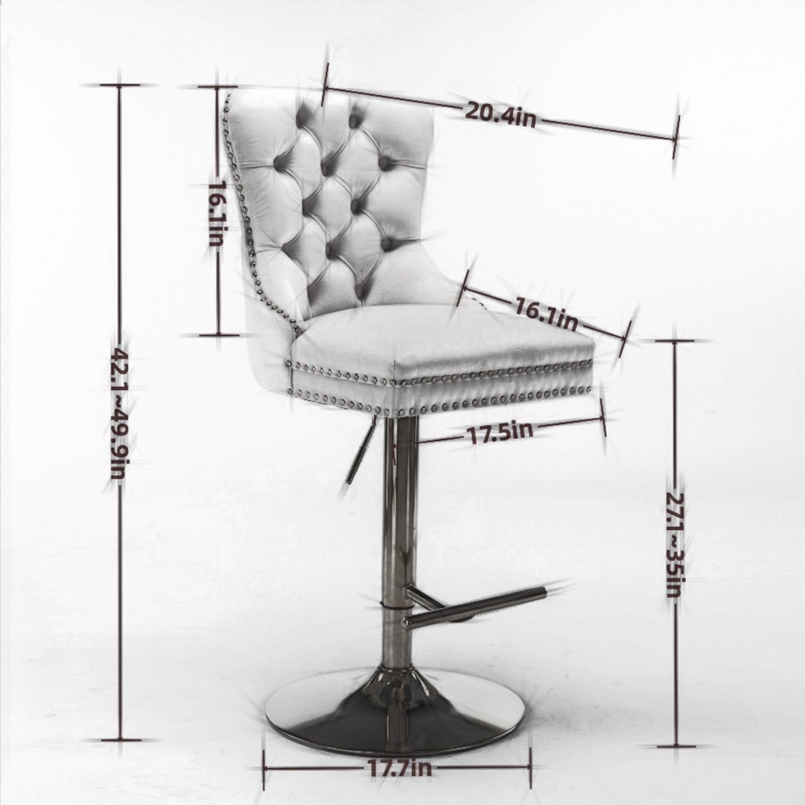 Thick Golden Swivel Velvet Barstools Adjusatble Seat Height From 25-33", Modern Upholstered Bar Stools With Backs Comfortable Tufted For Home Pub And Kitchen Island (Set of 2) - Best Buy Furniture