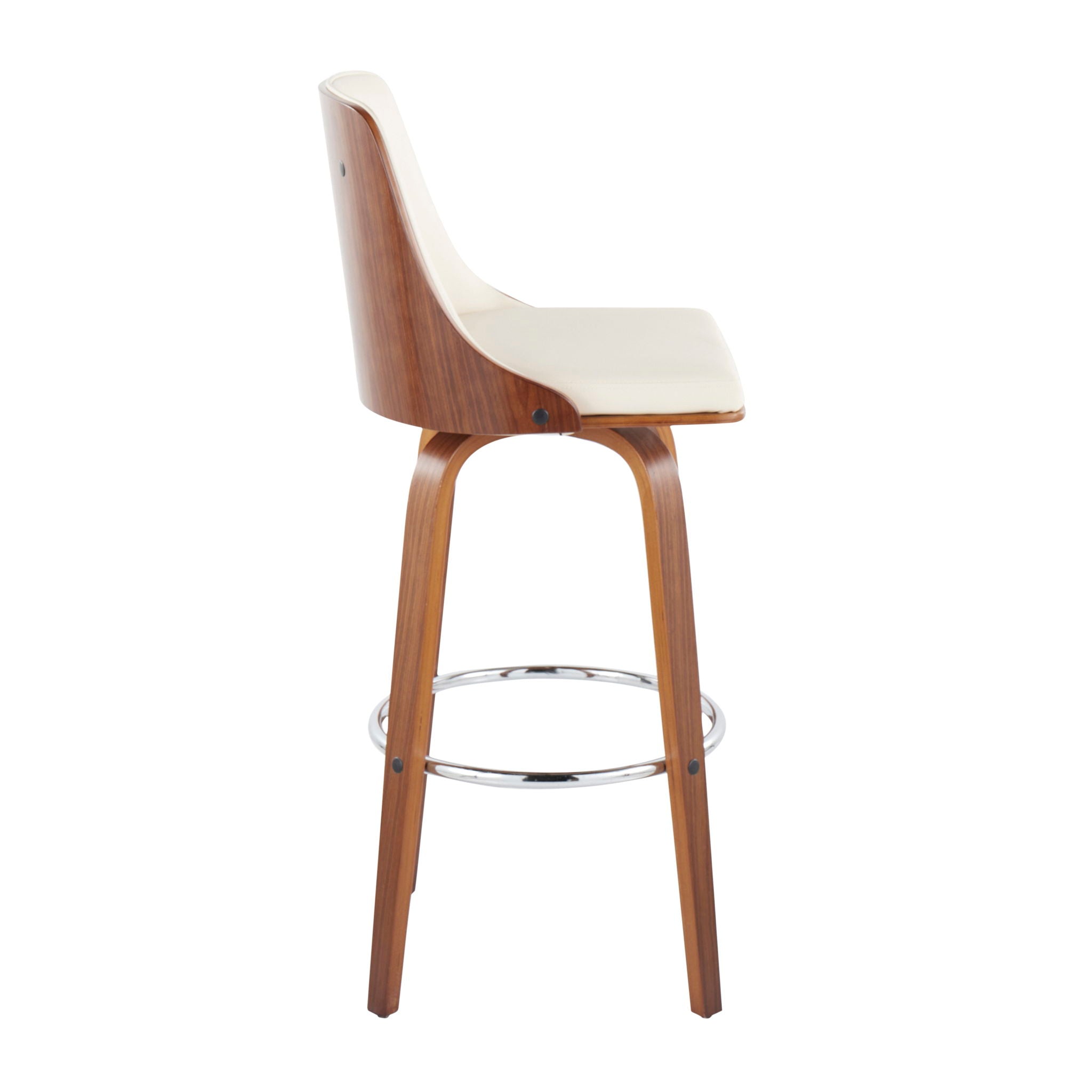 Gianna - Mid Century Modern Fixed Height Barstool With Swivel With Round Footrest (Set of 2) - Best Buy Furniture
