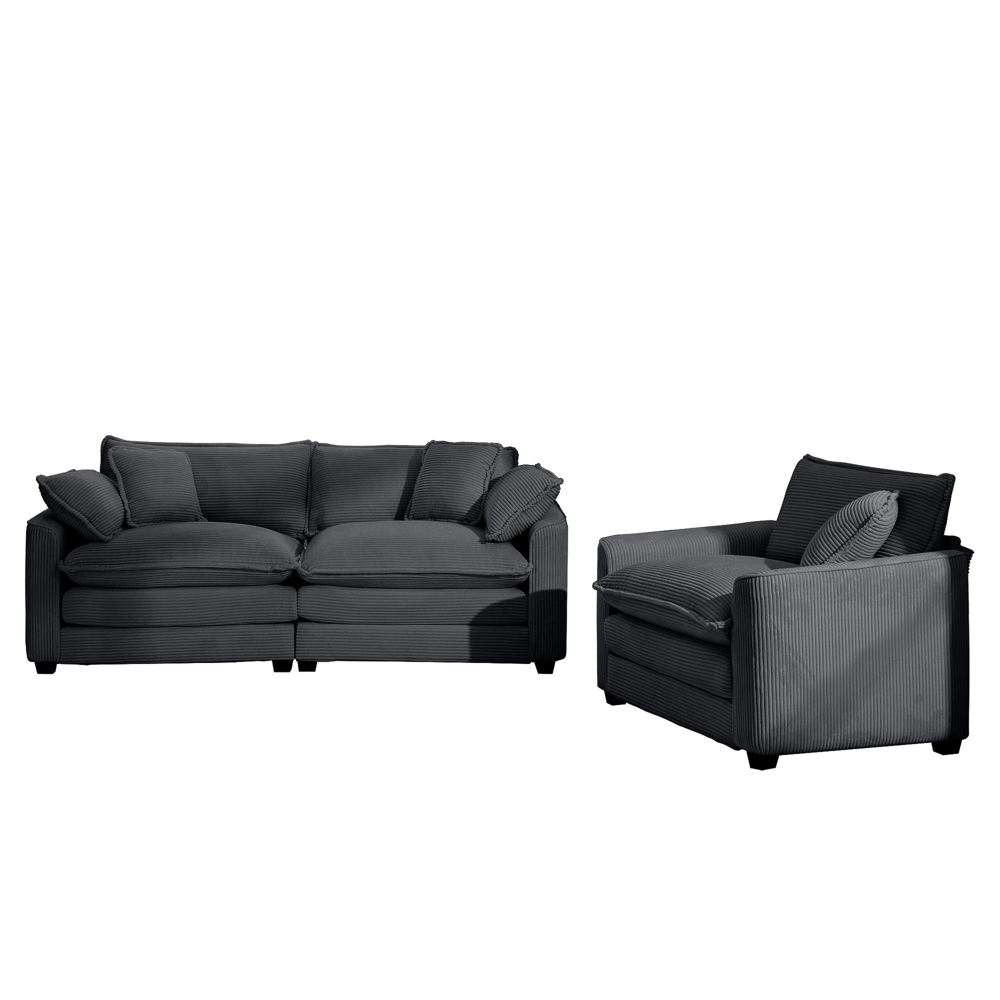 Elegant Corduroy Oversized Sectional Sofa Set With Deep Seats And Flexible Layout - Best Buy Furniture