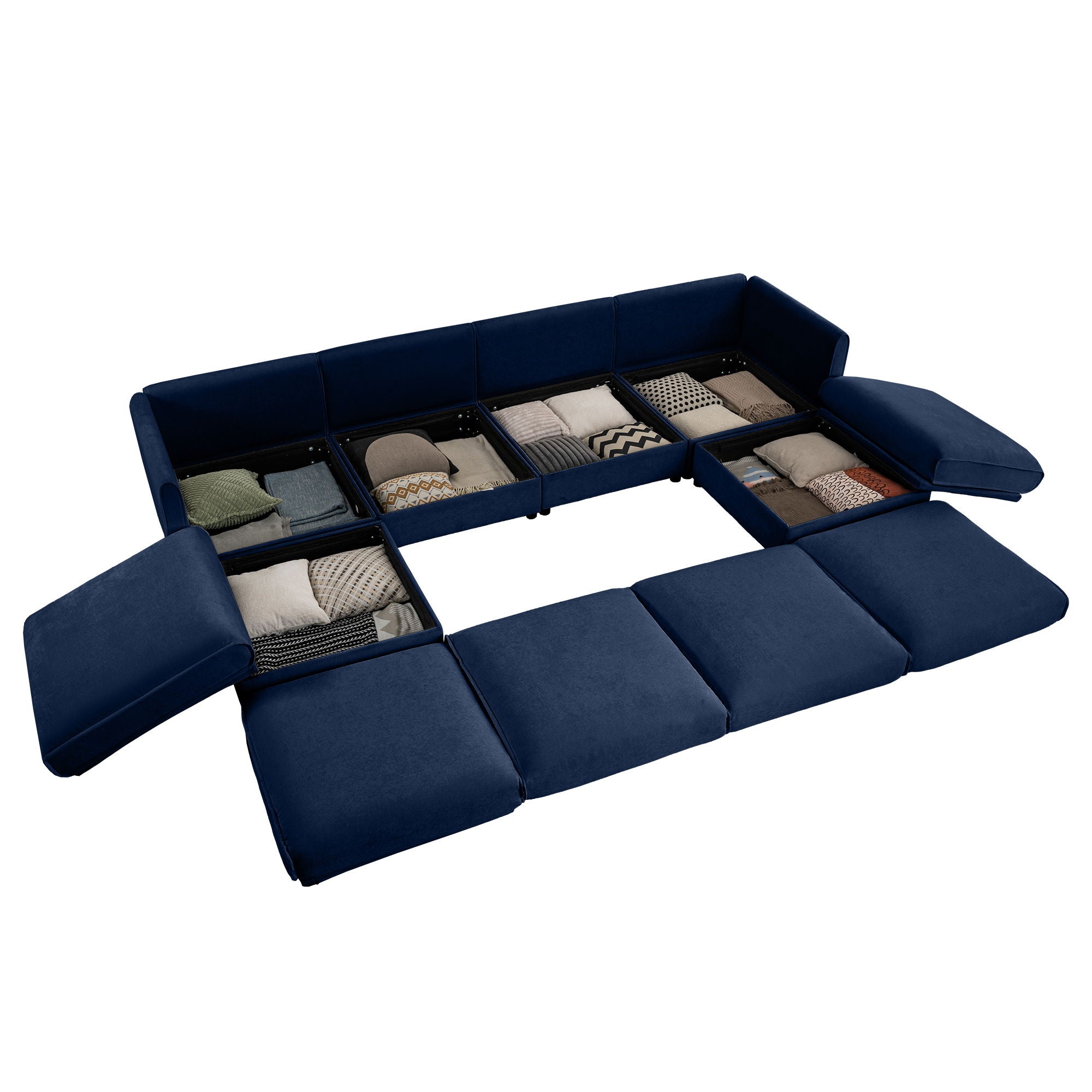 Contemporary Elegant White Chenille Sofa With Storage And Ottoman - Best Buy Furniture