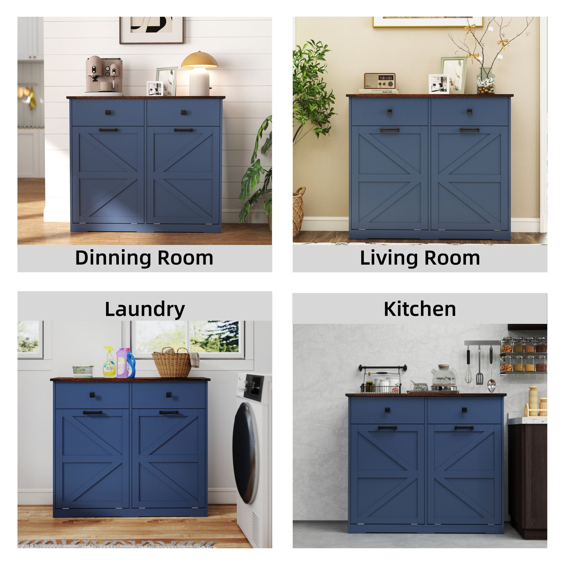 Double Tilt Out Trash Cabinet With Hideaway Drawer And Barn Door Style - Best Buy Furniture