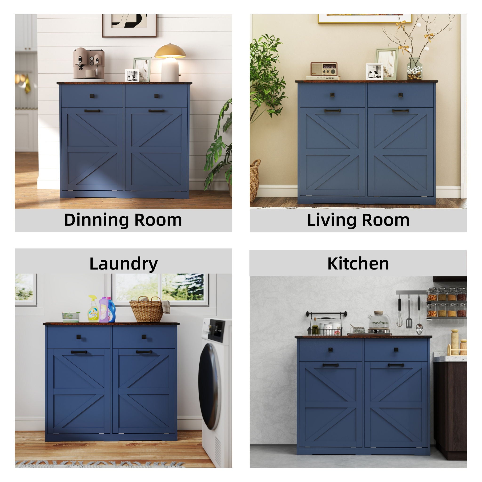 Double Tilt Out Trash Cabinet With Hideaway Drawer And Barn Door Style - Best Buy Furniture