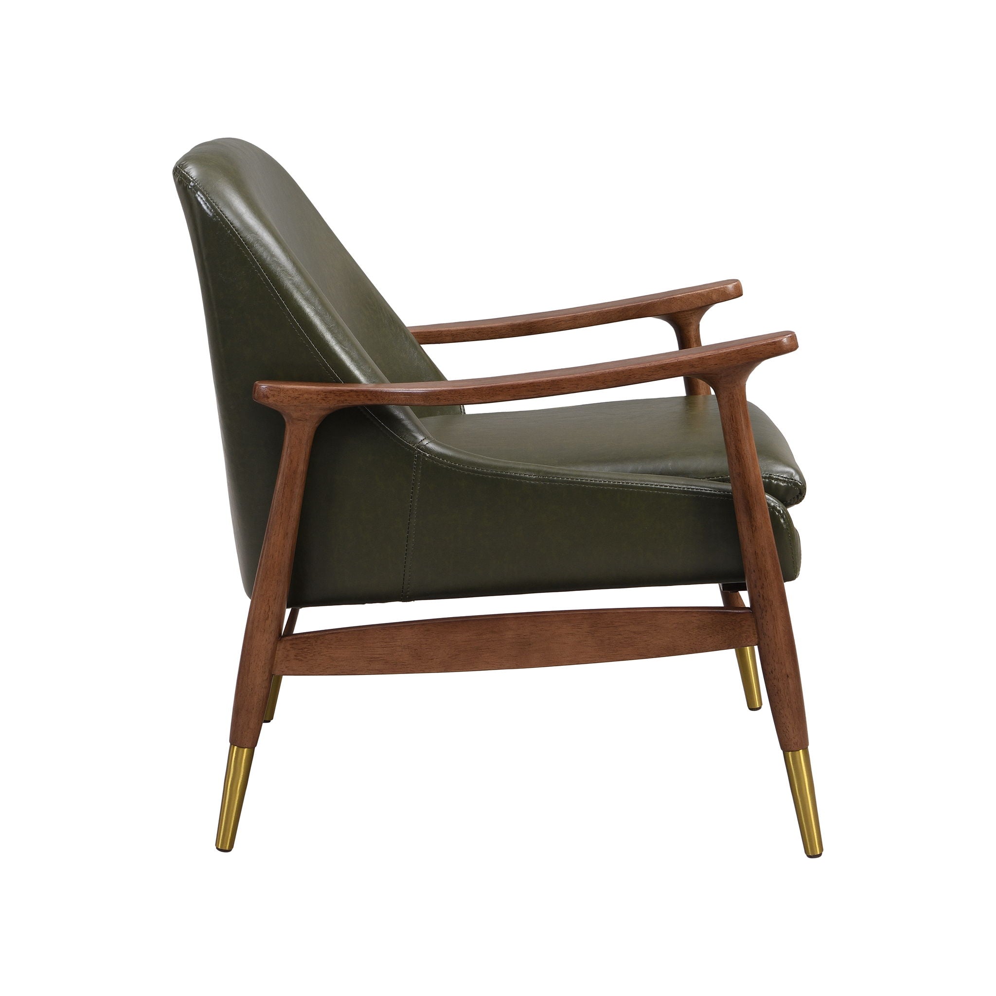 Mid - Century Accent Chair With Cushioned Seat, Brass Tipped Legs - Best Buy Furniture