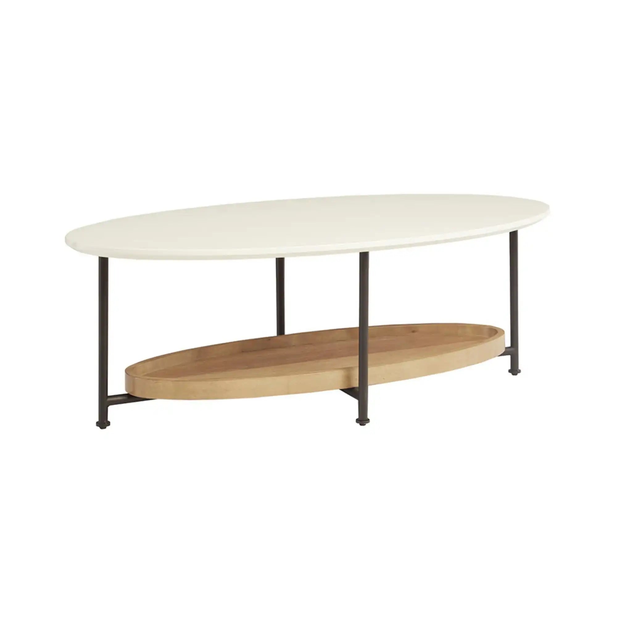 Oval Coffee Table With Metal Legs - White / Natural - Best Buy Furniture