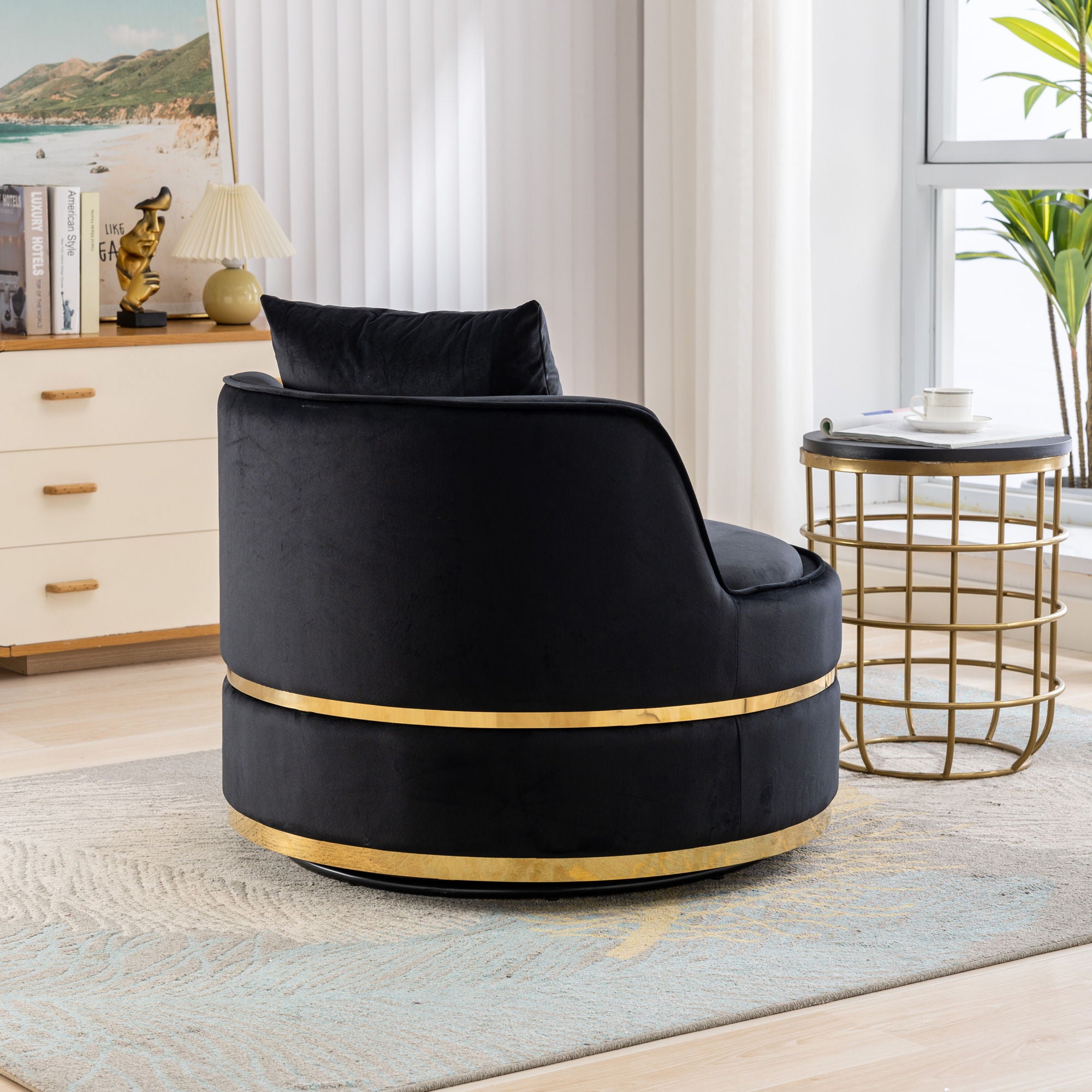 360 Degree Swivel Over Sized Upholstered Barrel Chair - Best Buy Furniture