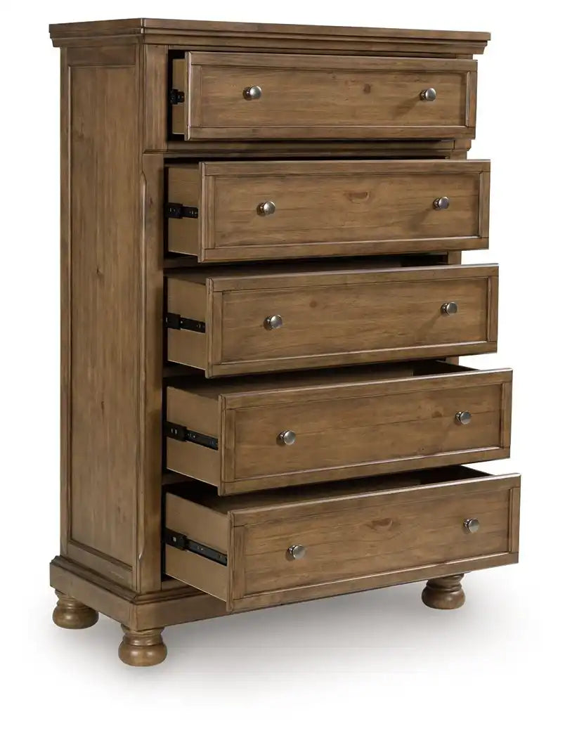 Feddinger - Five Drawer Chest - Medium Brown - Best Buy Furniture