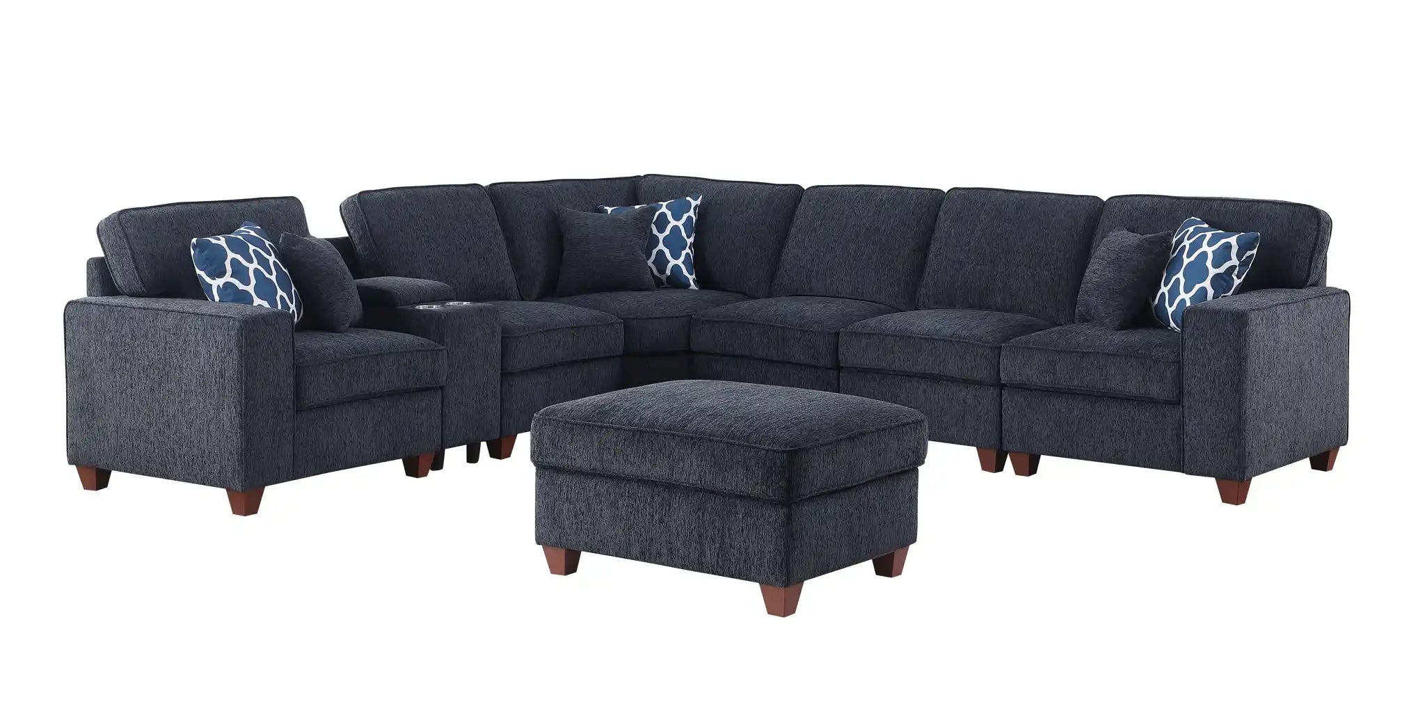 Gina - Sectional Sofa With Ottoman - Black - Best Buy Furniture