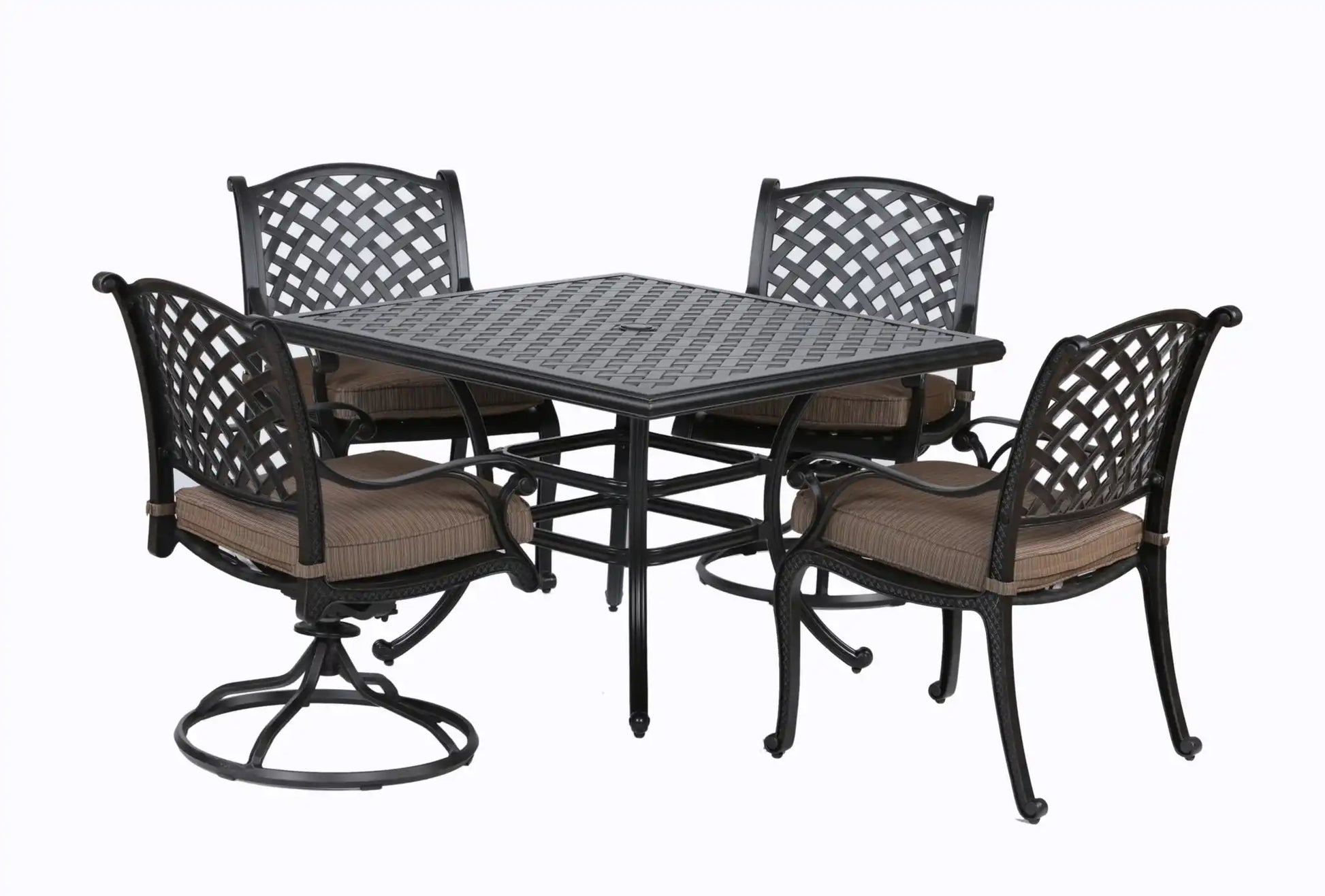 Square 4 Person 43.19" Long Aluminum Dining Set With Cushions - Best Buy Furniture