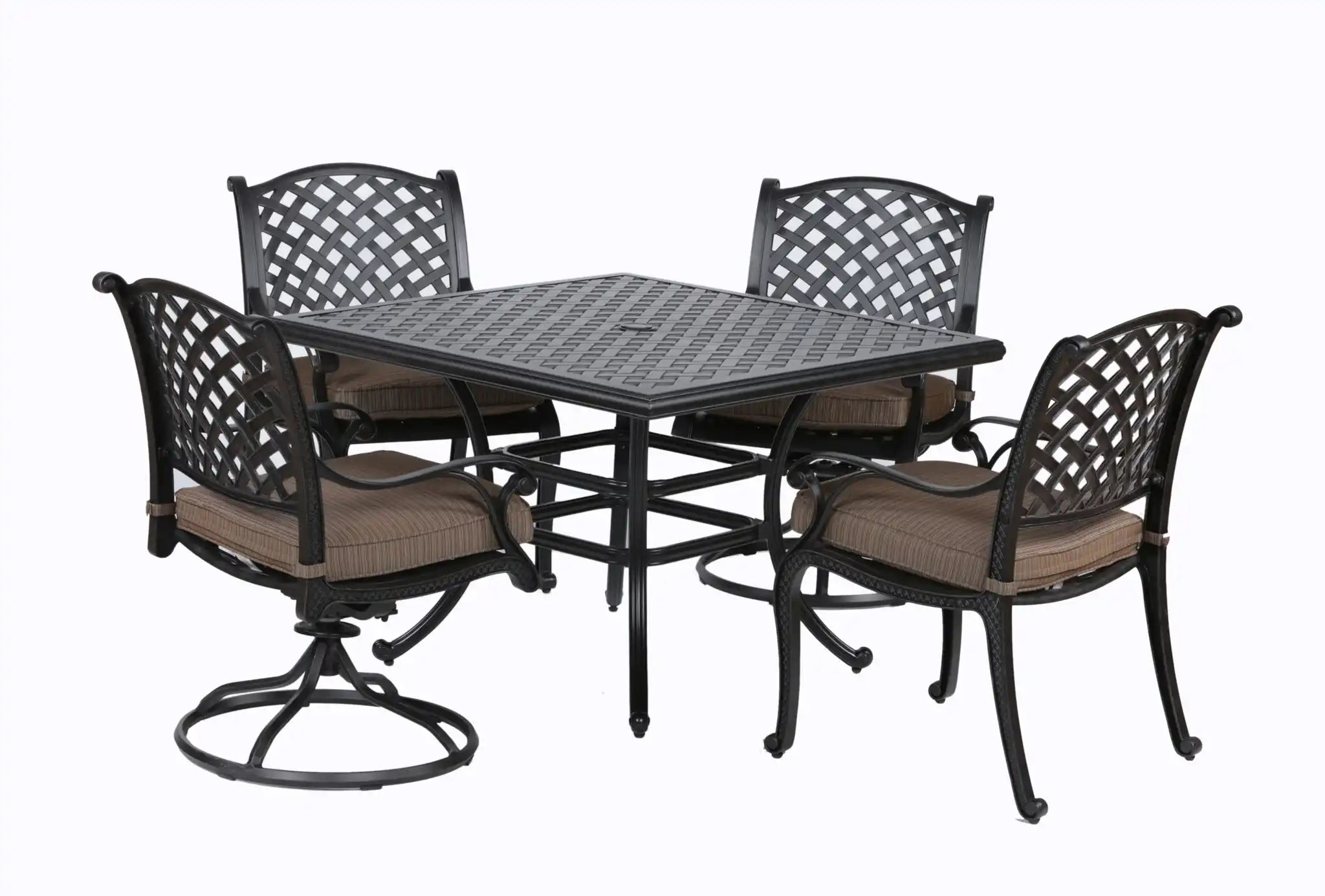 Square 4 Person 43.19" Long Aluminum Dining Set With Cushions - Best Buy Furniture