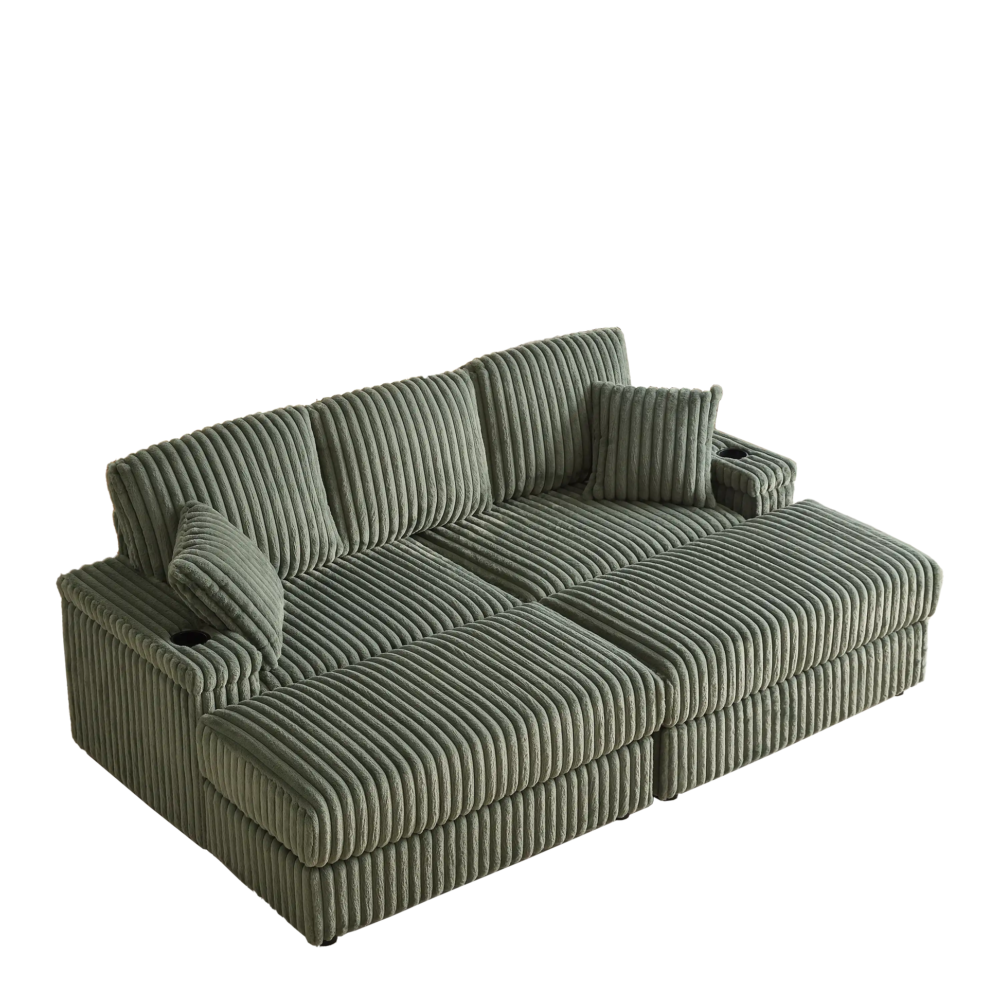 Xena Modern Corduroy Sofa With Cupholders with Storage And Ottomans - Best Buy Furniture