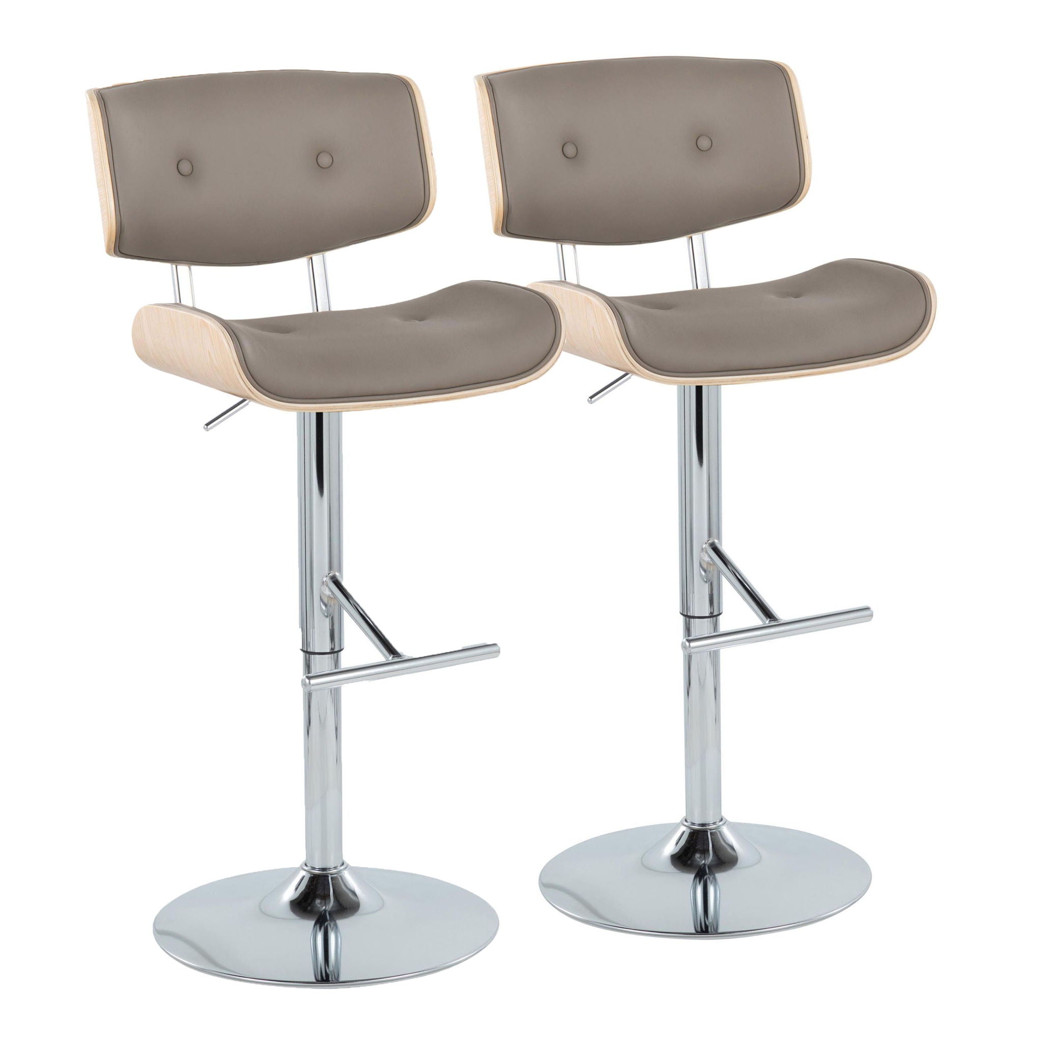 Lombardi - Contemporary Adjustable Barstool With Swivel With Straight T Footrest (Set of 2) - Best Buy Furniture