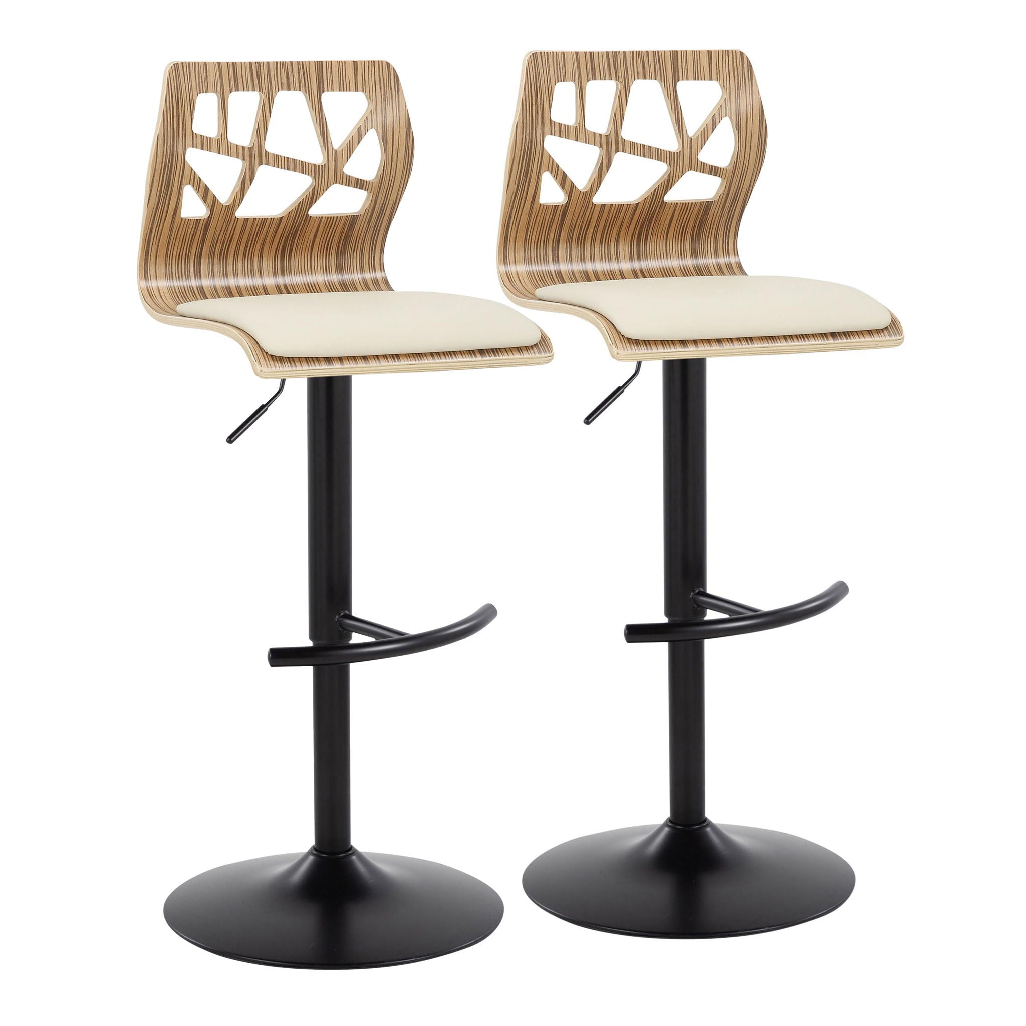 Folia - Mid Century Modern Adjustable Barstool With Swivel With Rounded T Footrest (Set of 2) - Best Buy Furniture