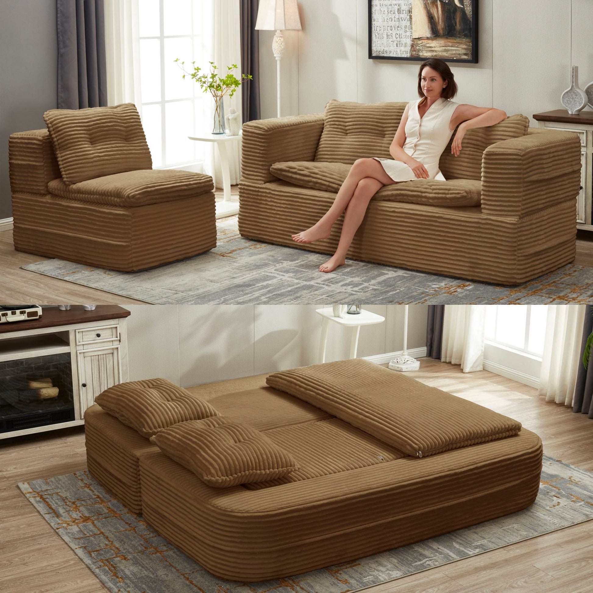Multi Functional Sectional Sofa Bed With Independent Chaise Lounge And Functional Blanket - Best Buy Furniture