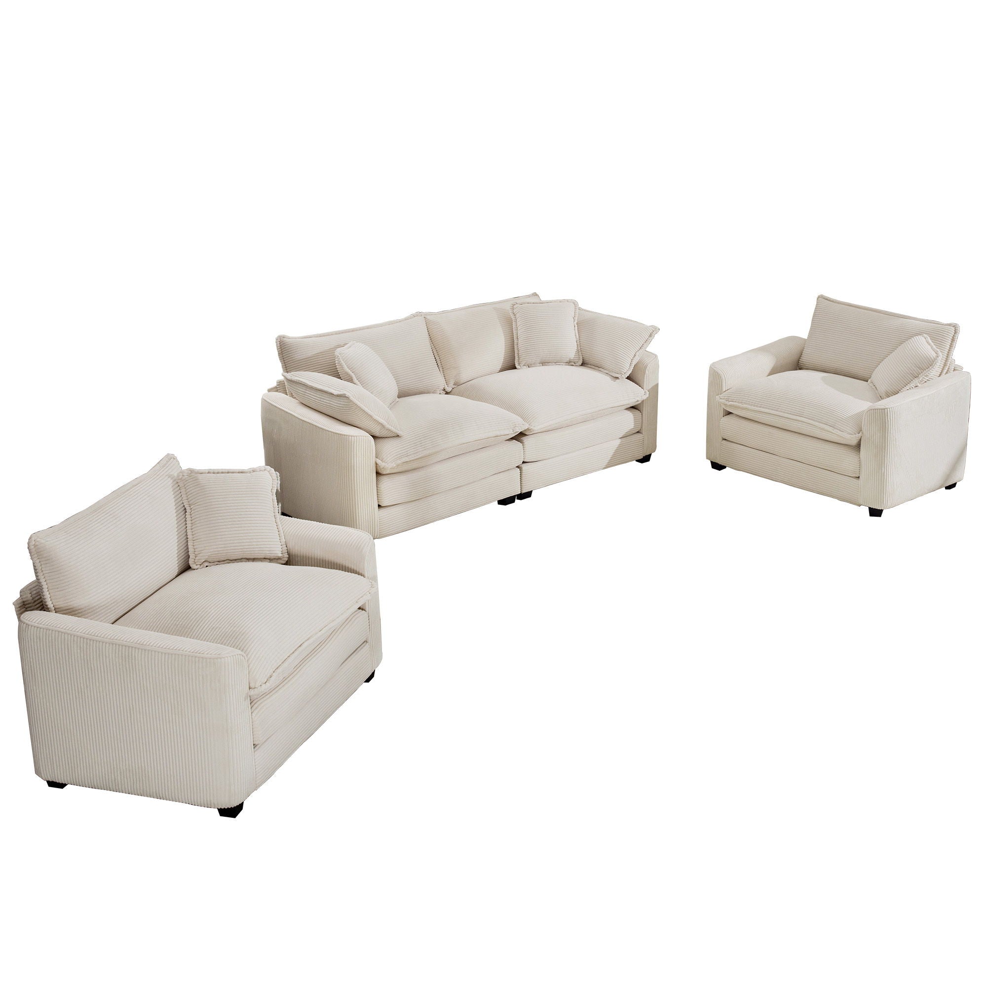 Elegant Corduroy Oversized Sectional Sofa Set With Deep Seats And Flexible Layout - Best Buy Furniture