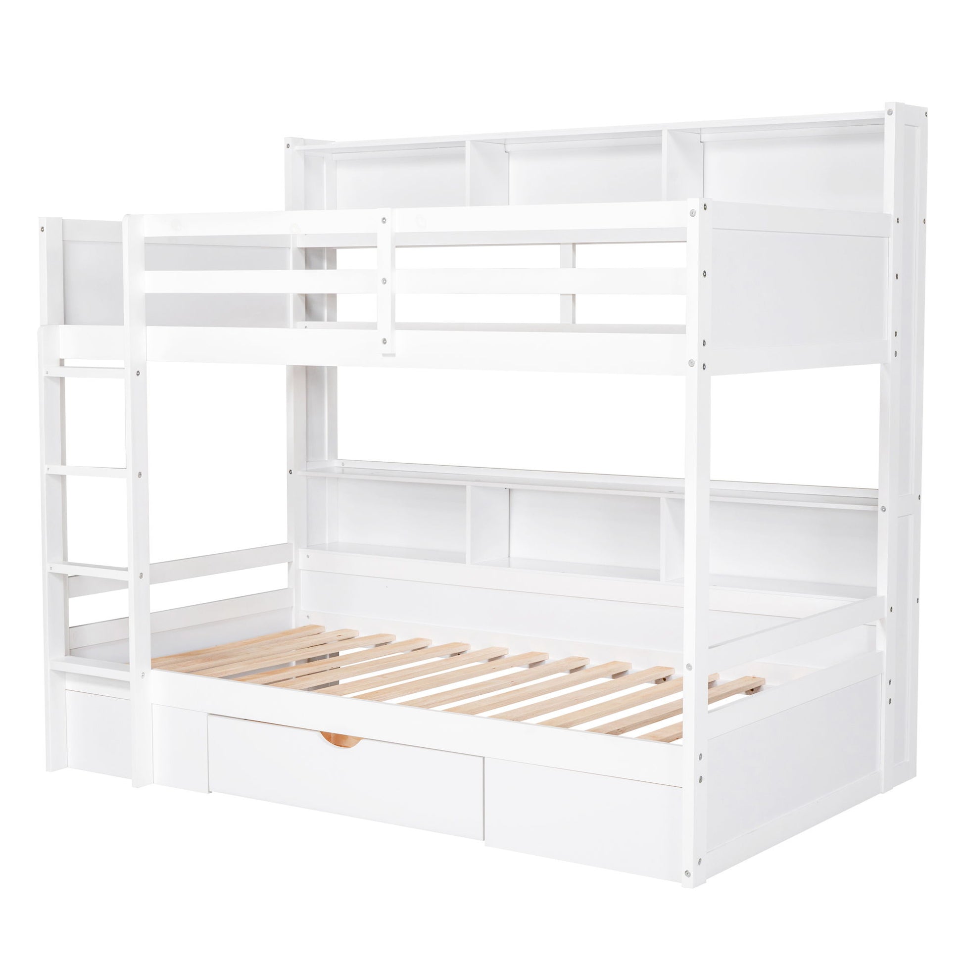 Twin Size Bunk Bed With Built-In Shelves Beside Both Upper And Down Bed And Storage Drawer - Best Buy Furniture