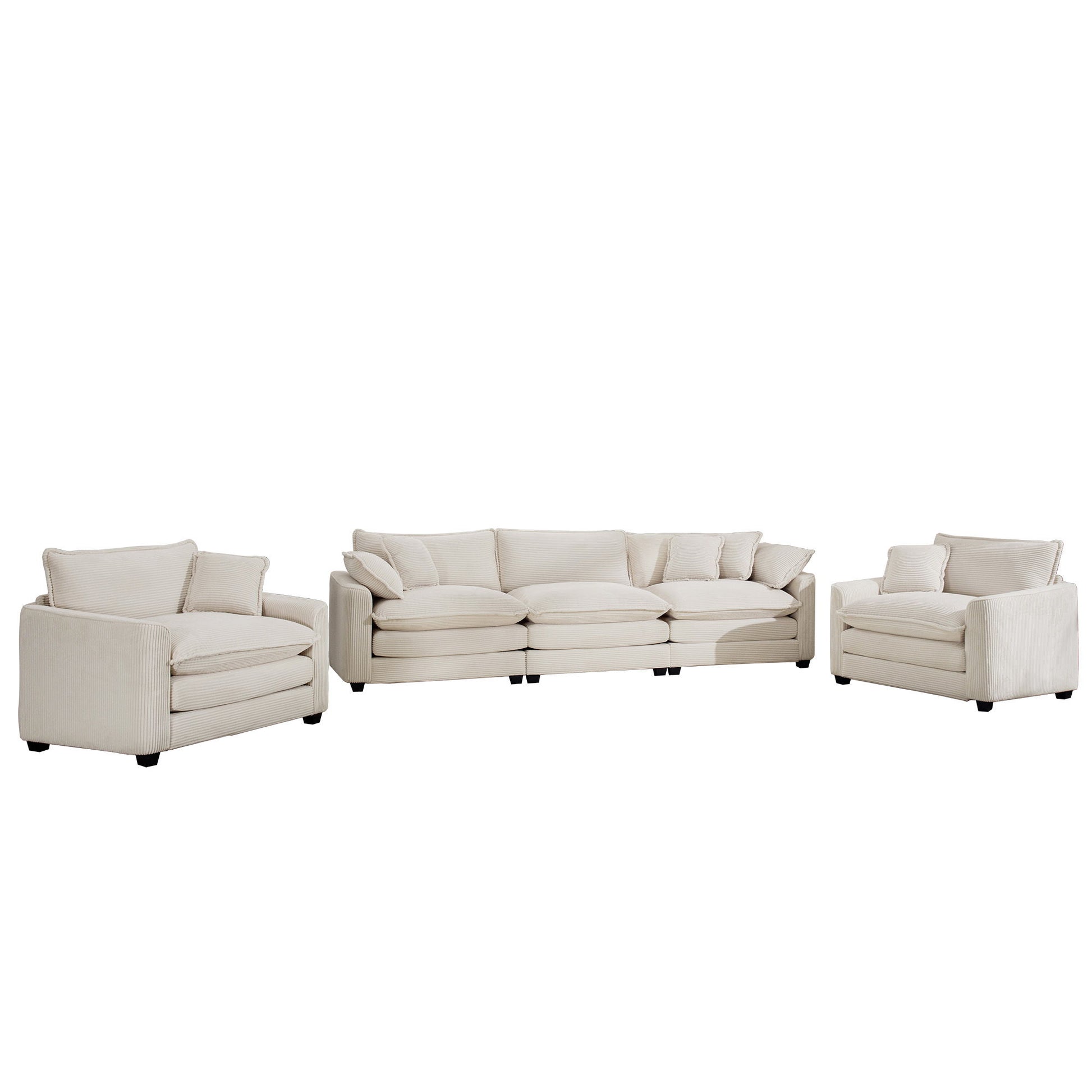 Elegant Corduroy Oversized Sectional Sofa Set With Deep Seats And Flexible Layout - Best Buy Furniture