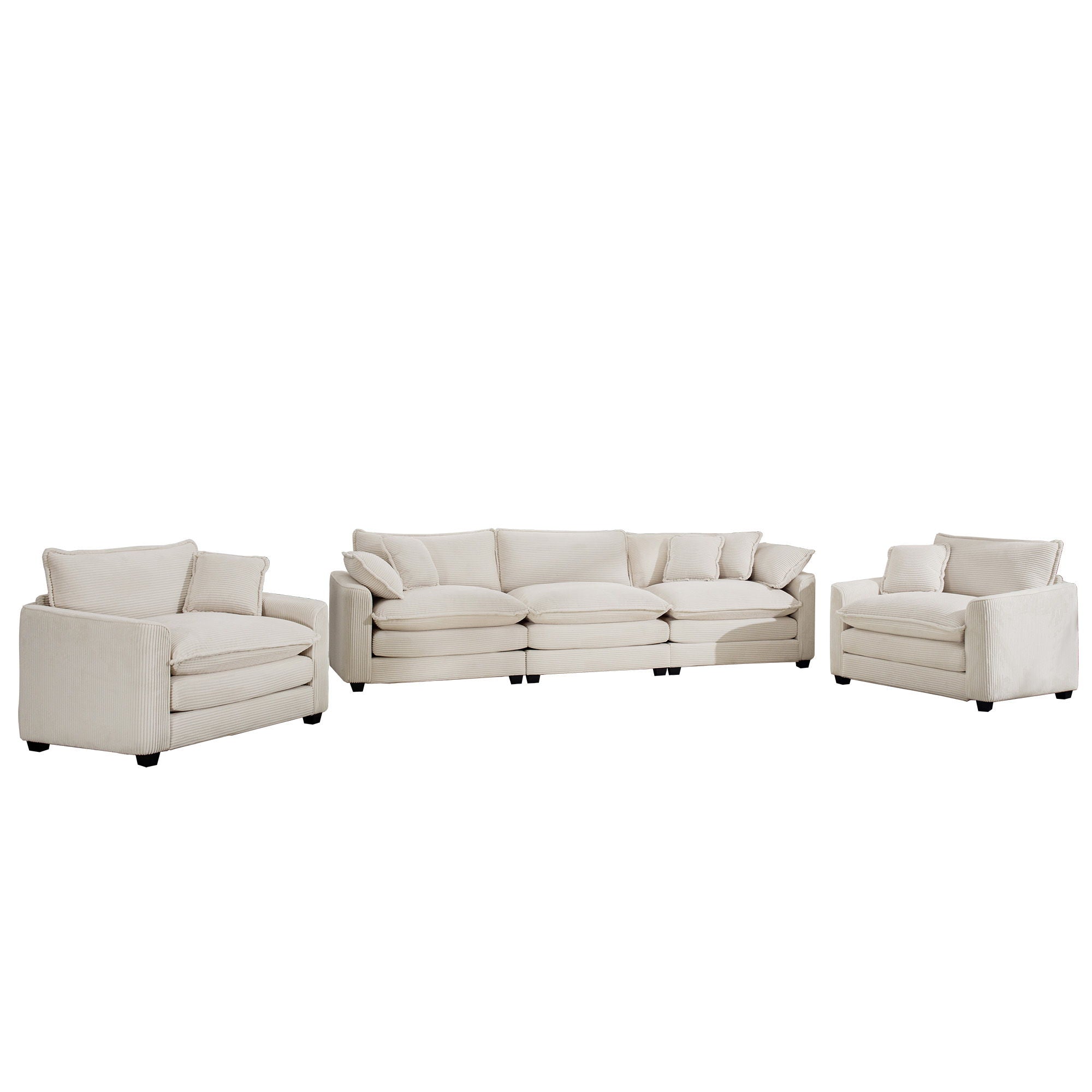 Elegant Corduroy Oversized Sectional Sofa Set With Deep Seats And Flexible Layout - Best Buy Furniture