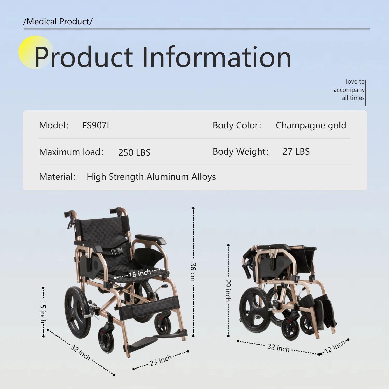 Lightweight Foldable Transport Wheelchair For Adults,Square Tube Design