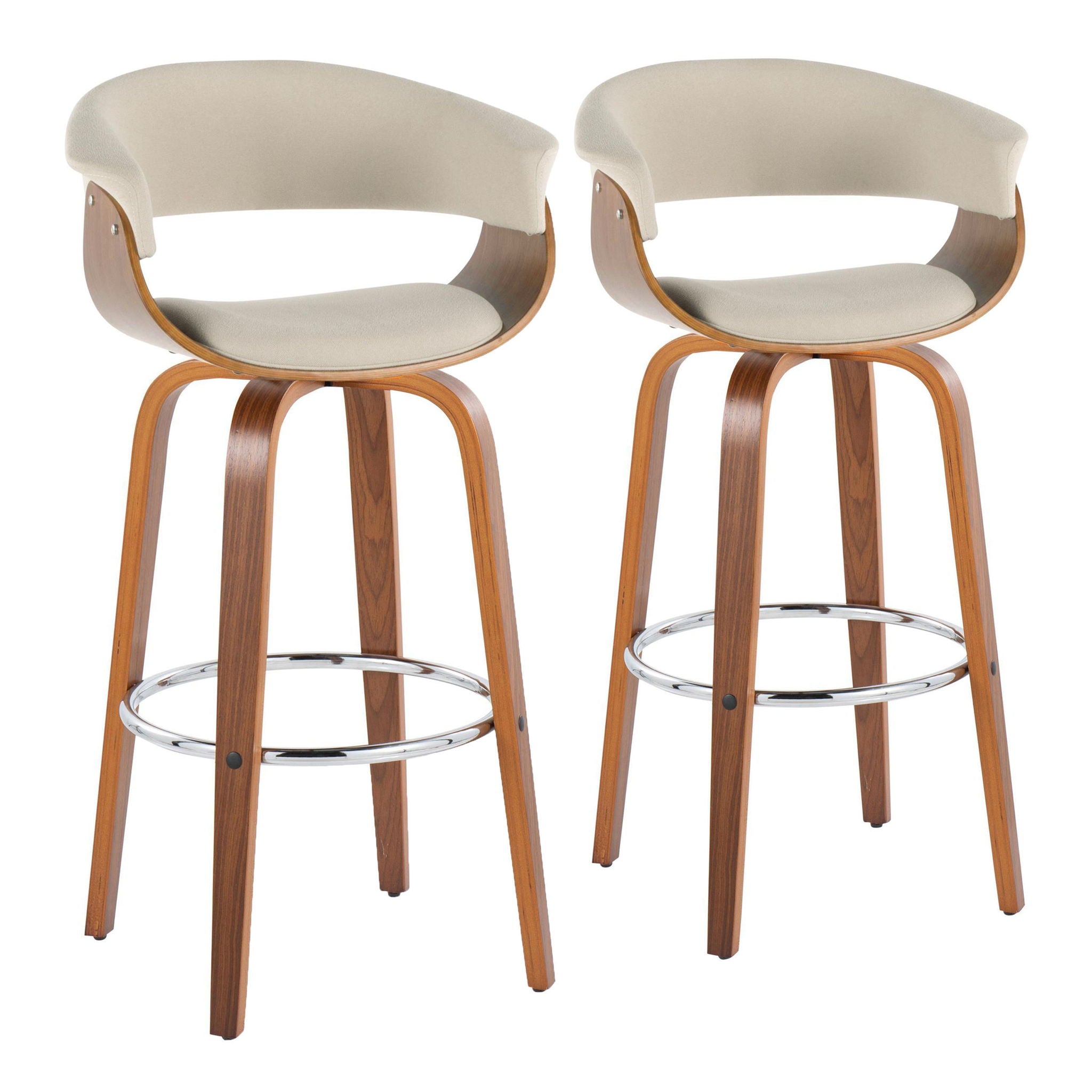 Vintage Mod - Mid Century Modern Fixed Height Barstool With Swivel With Round Footrest (Set of 2) - Best Buy Furniture