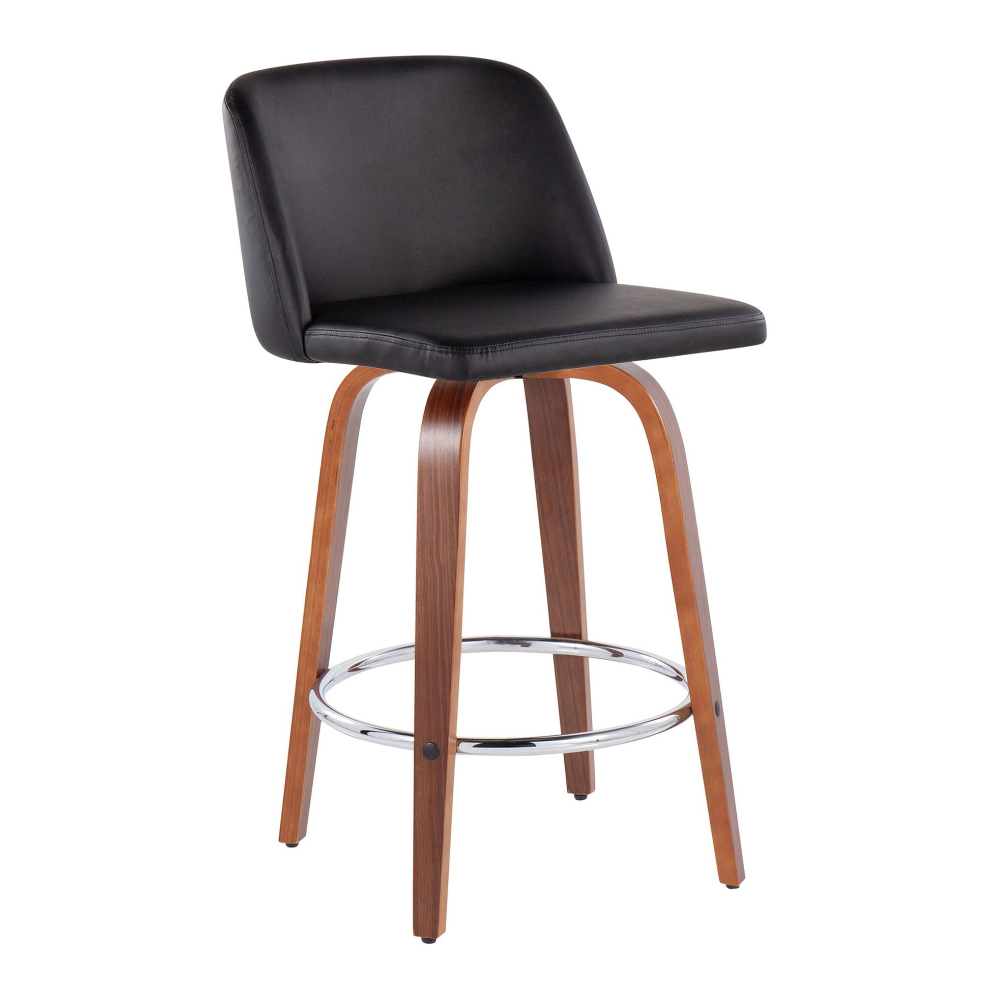 Toriano - Mid-Century Modern Fixed Height Counter Stool With Round Footrest (Set of 2) - Best Buy Furniture