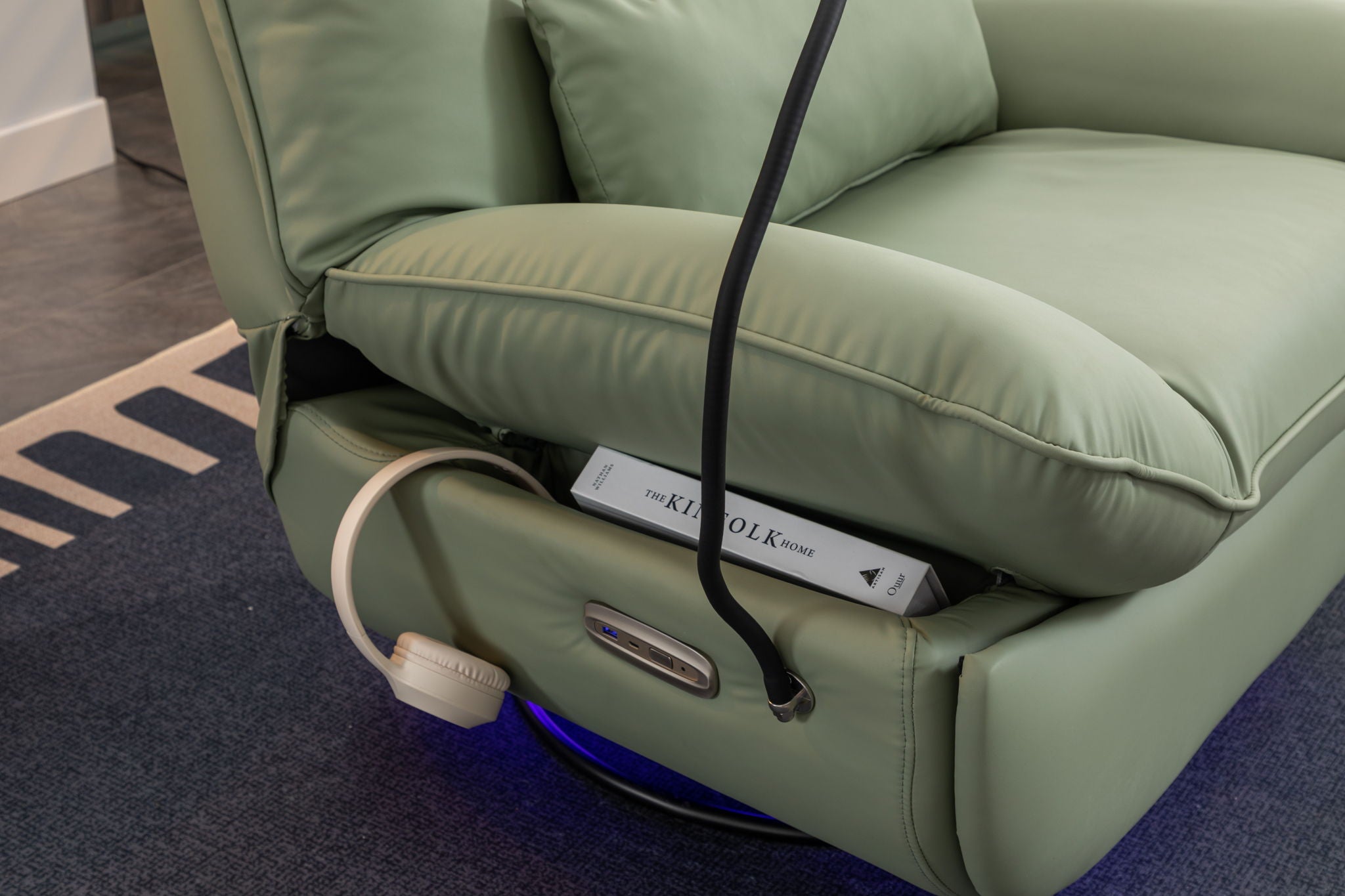 270 Swivel Glider Recliner Chair, Power Recliner Rocking Chair, USB Port Charge For Nursery Chair With Atmosphere Lamp For Living Room Bedroom Apartment - Best Buy Furniture