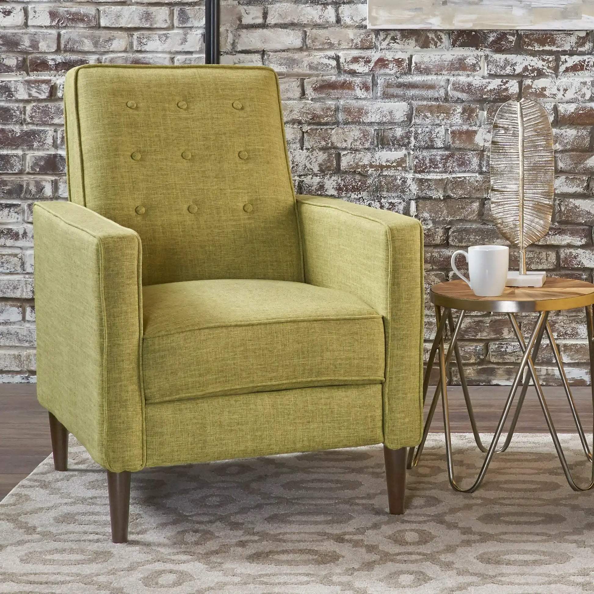 Mid-Century Modern Recliner With Button Tufted Waffle Stitch - Best Buy Furniture