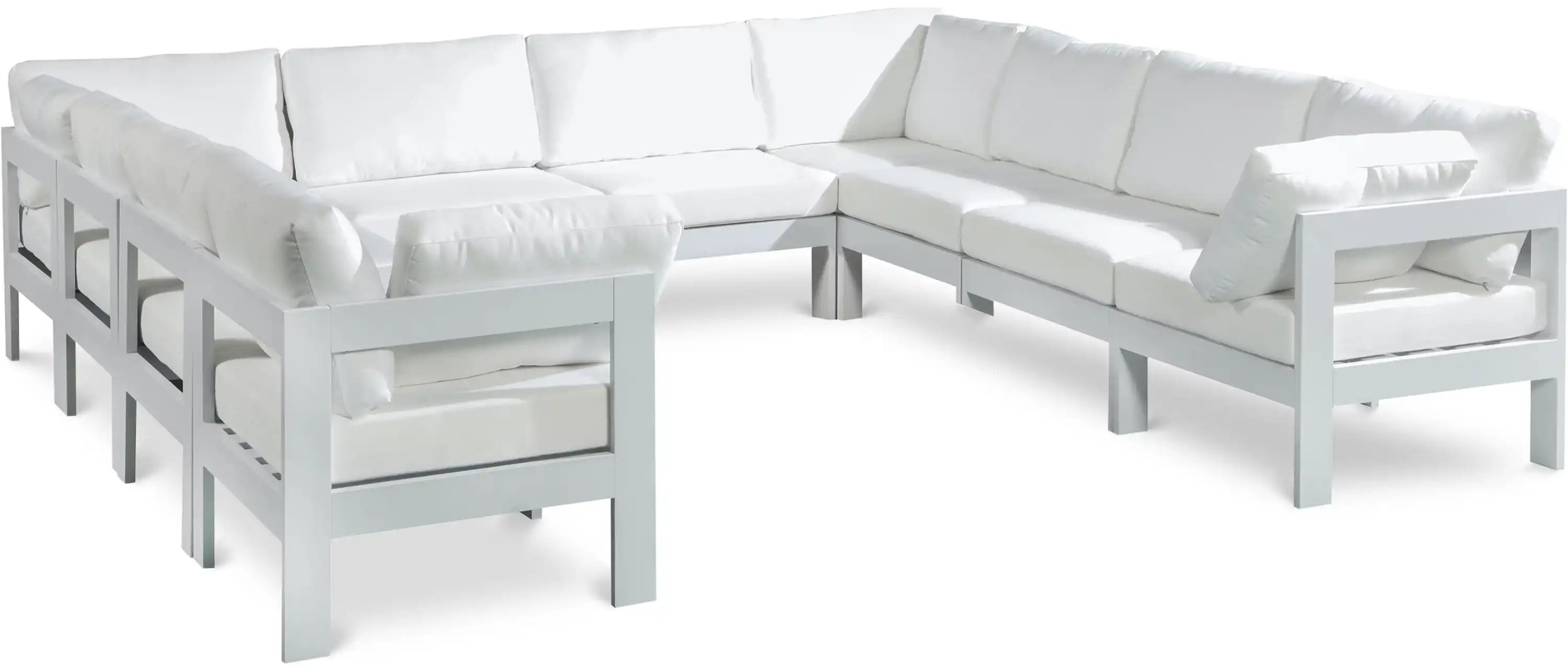 Nizuc - Outdoor Patio 10 Piece Modular Sectional With White Frame - Best Buy Furniture