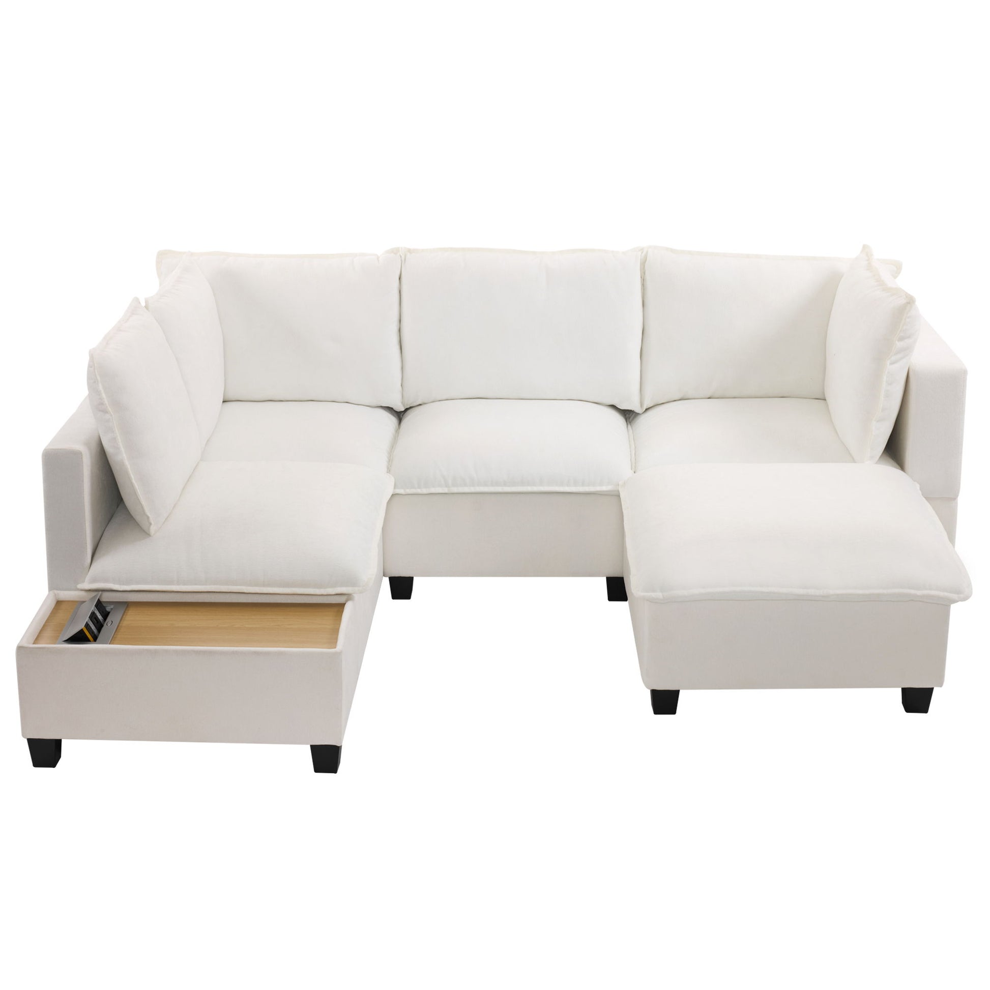 U-Shaped Sectional Modular Sofa With A Movable Ottoman, A Coffee Table With Hidden Charging Devices For Living Room - Best Buy Furniture