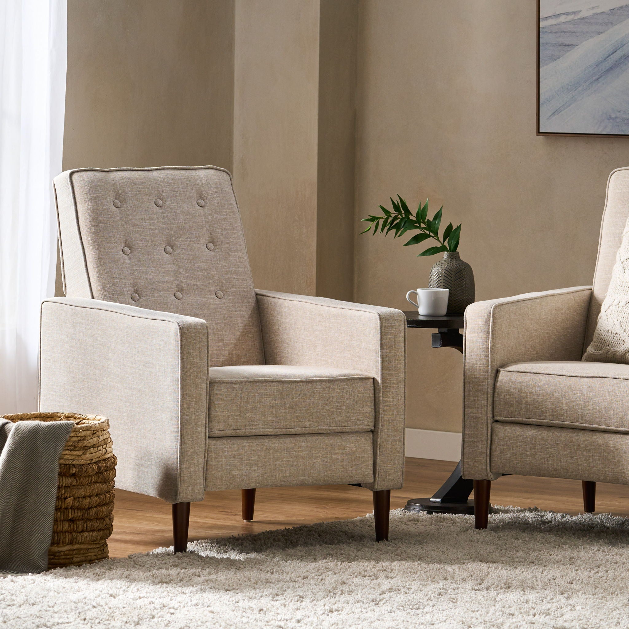 Mid-Century Modern Recliner With Button Tufted Waffle Stitch - Best Buy Furniture