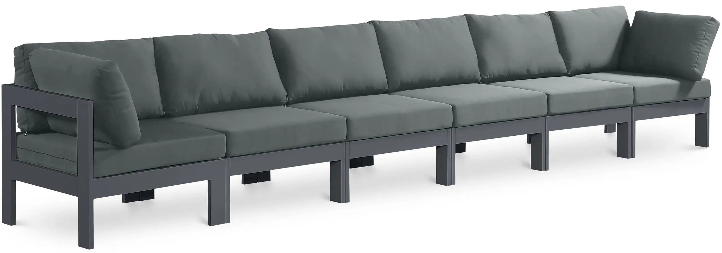 Nizuc - Outdoor Patio 6 Seat Modular Sofa With Gray Frame - Best Buy Furniture