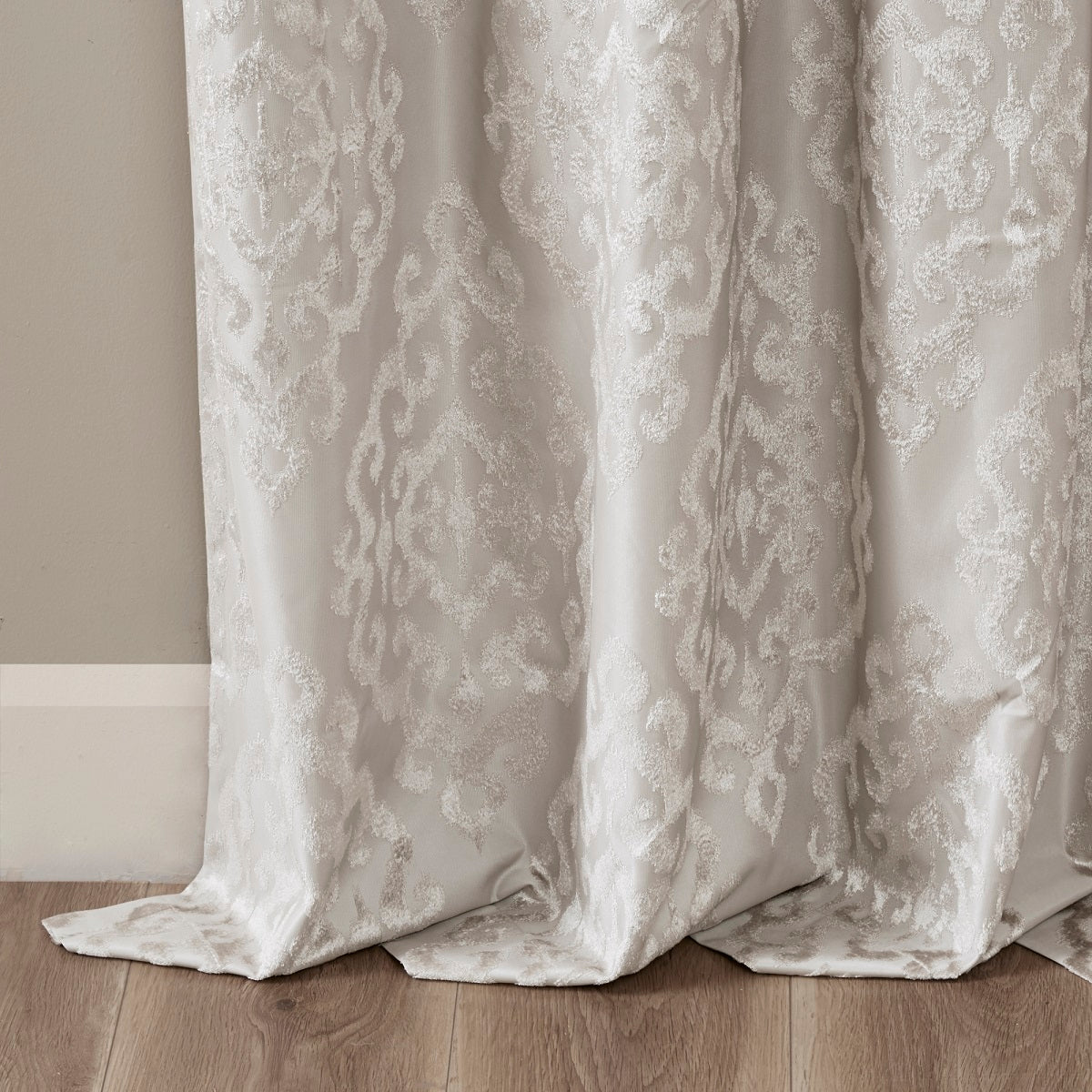Knitted jacquard damask total blackout grommet top curtain panel (only 1 pc panel)
