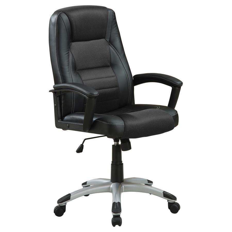 Dione - Upholstered Adjustable Home Office Desk Chair - Black - Best Buy Furniture