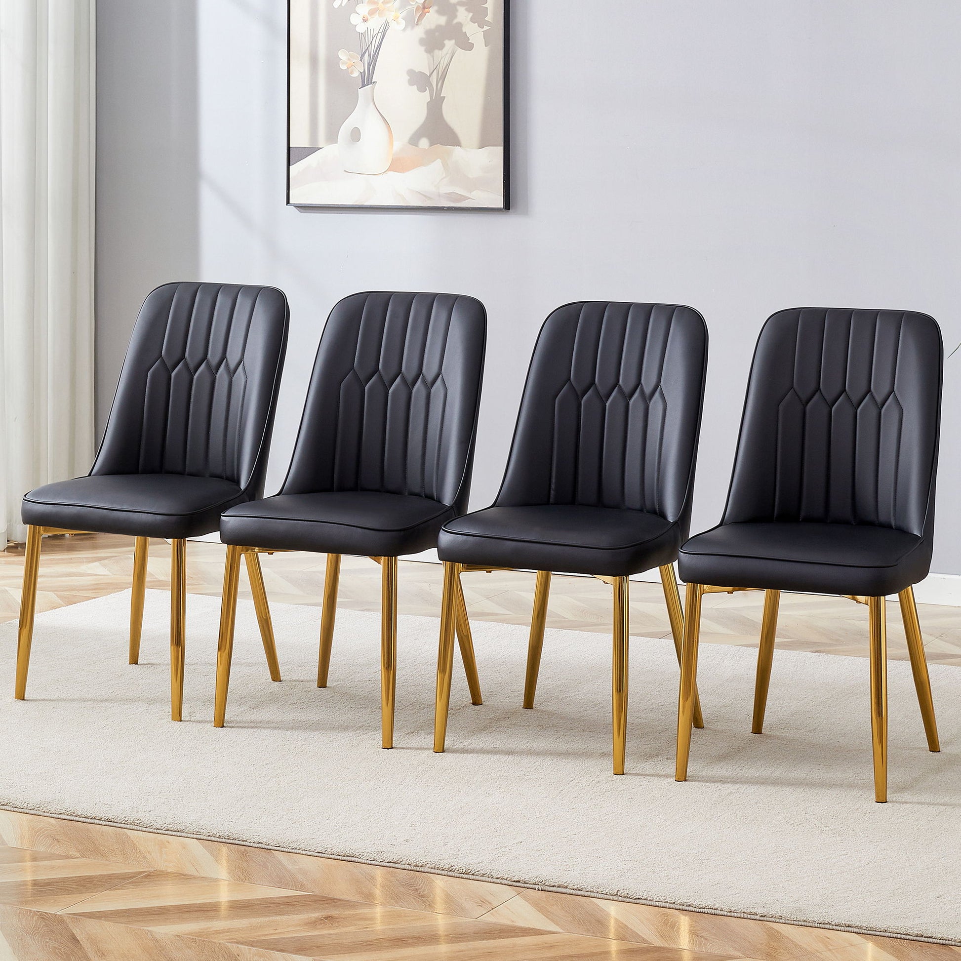 Modern Dining Chairs With Metal Legs And Simple Line Design On Backrest - Best Buy Furniture